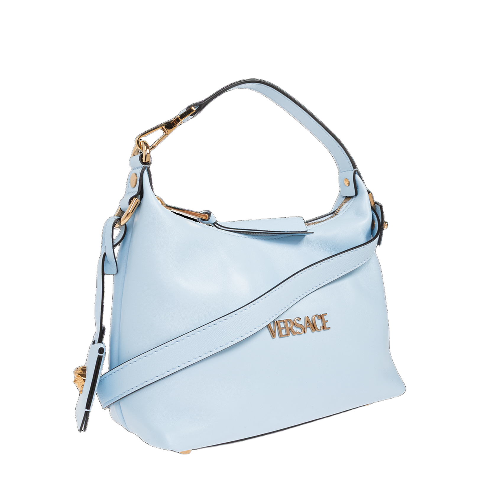 Versace Tag Nappa Hobo Bag - Light Blue - Image 4