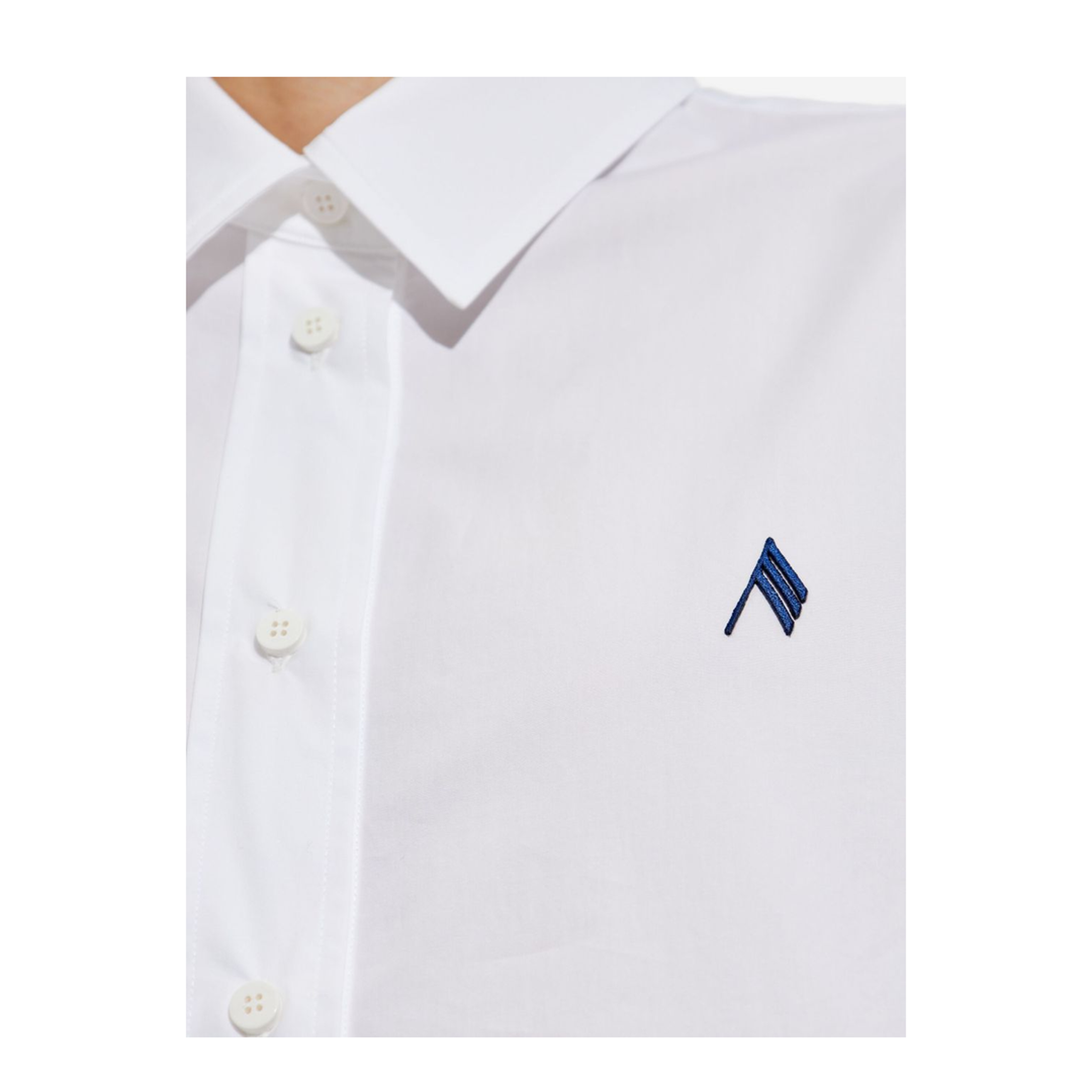 Shirt in White and Navy Blue Popeline - Image 4