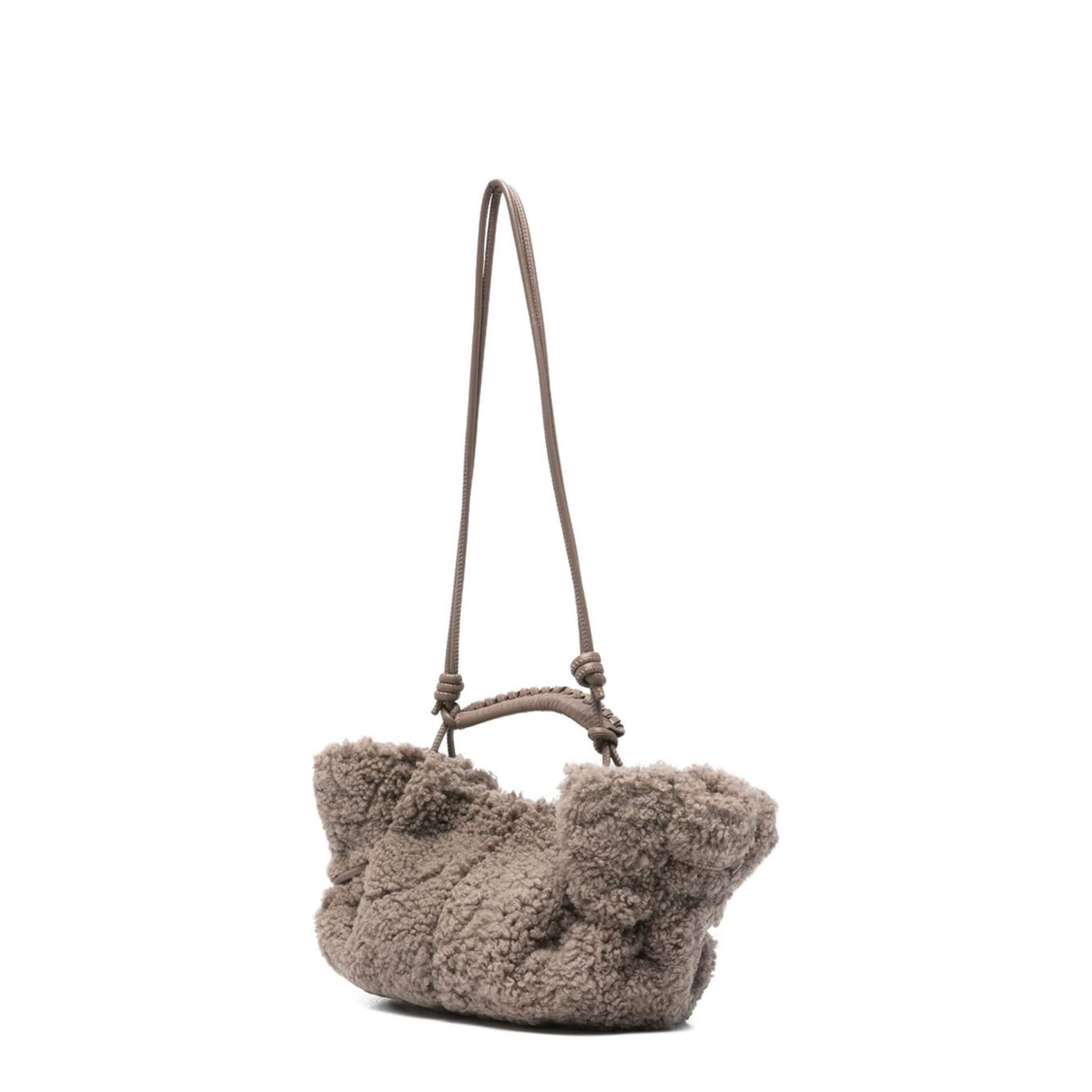 Arta Mini Leather & Shearling Tote - Dusty Grey - Image 3