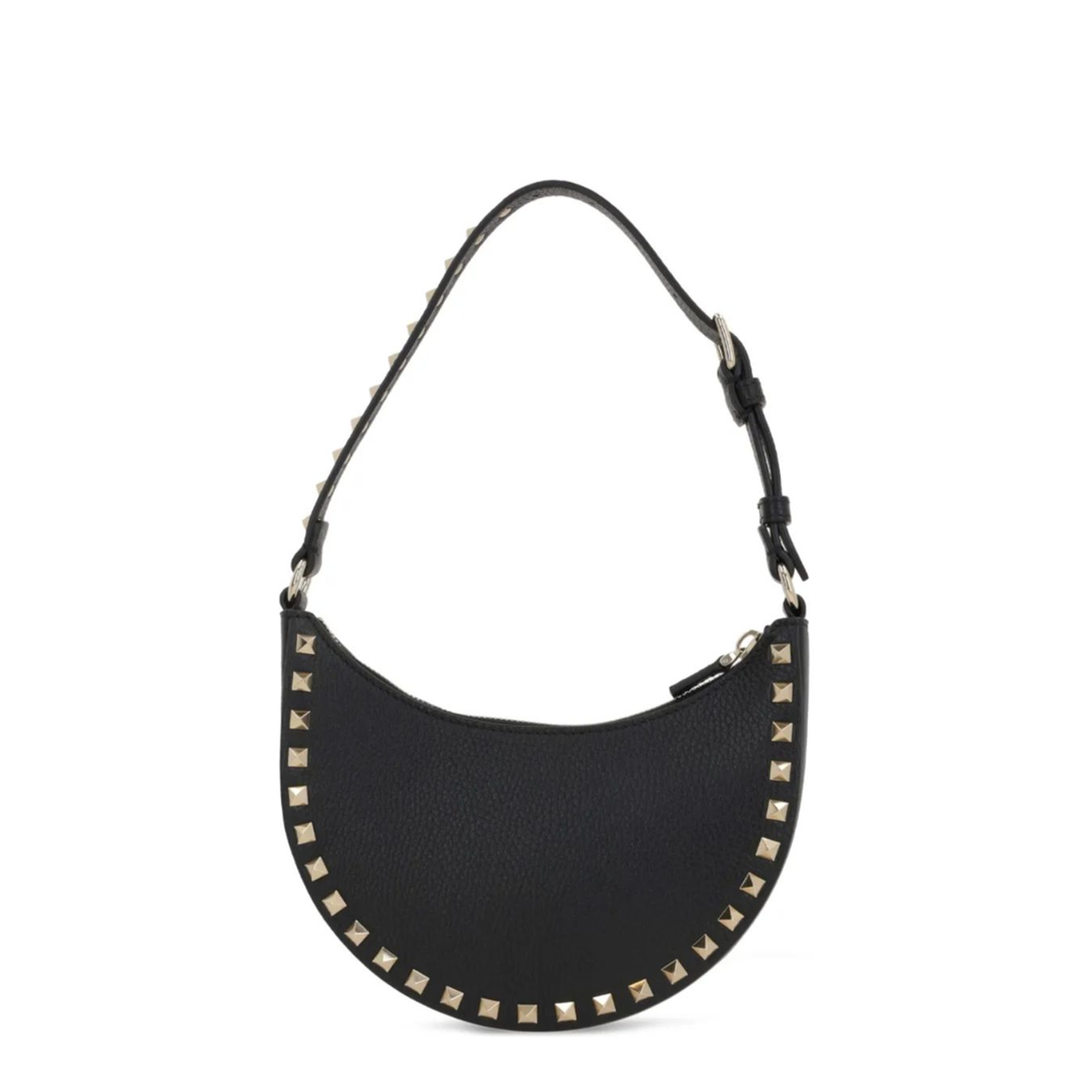 Rockstud Mini Grainy Calfskin Hobo Bag - Black - Image 2
