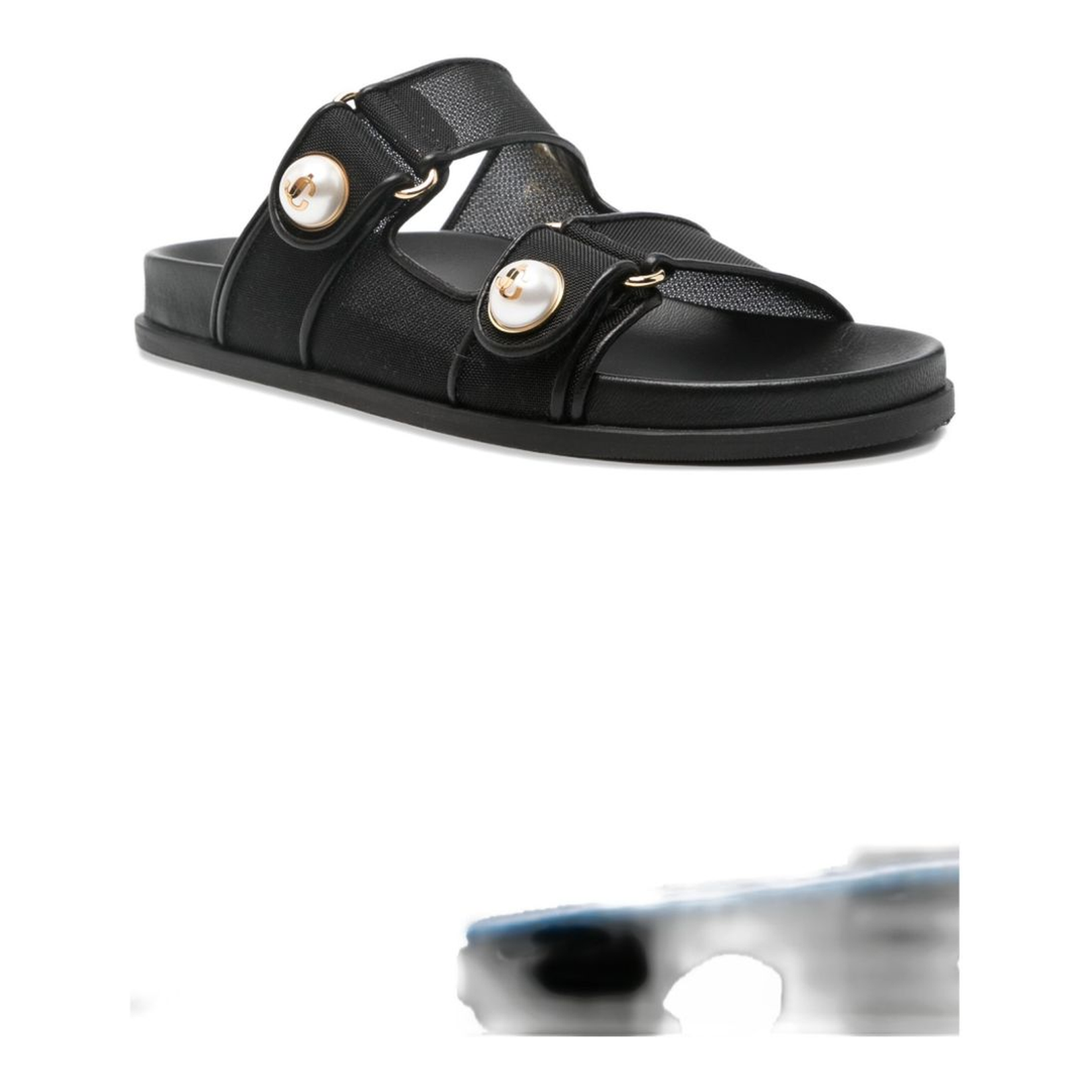 Fayence Sandal Black Mesh and Patent Leather Sandals - Image 2