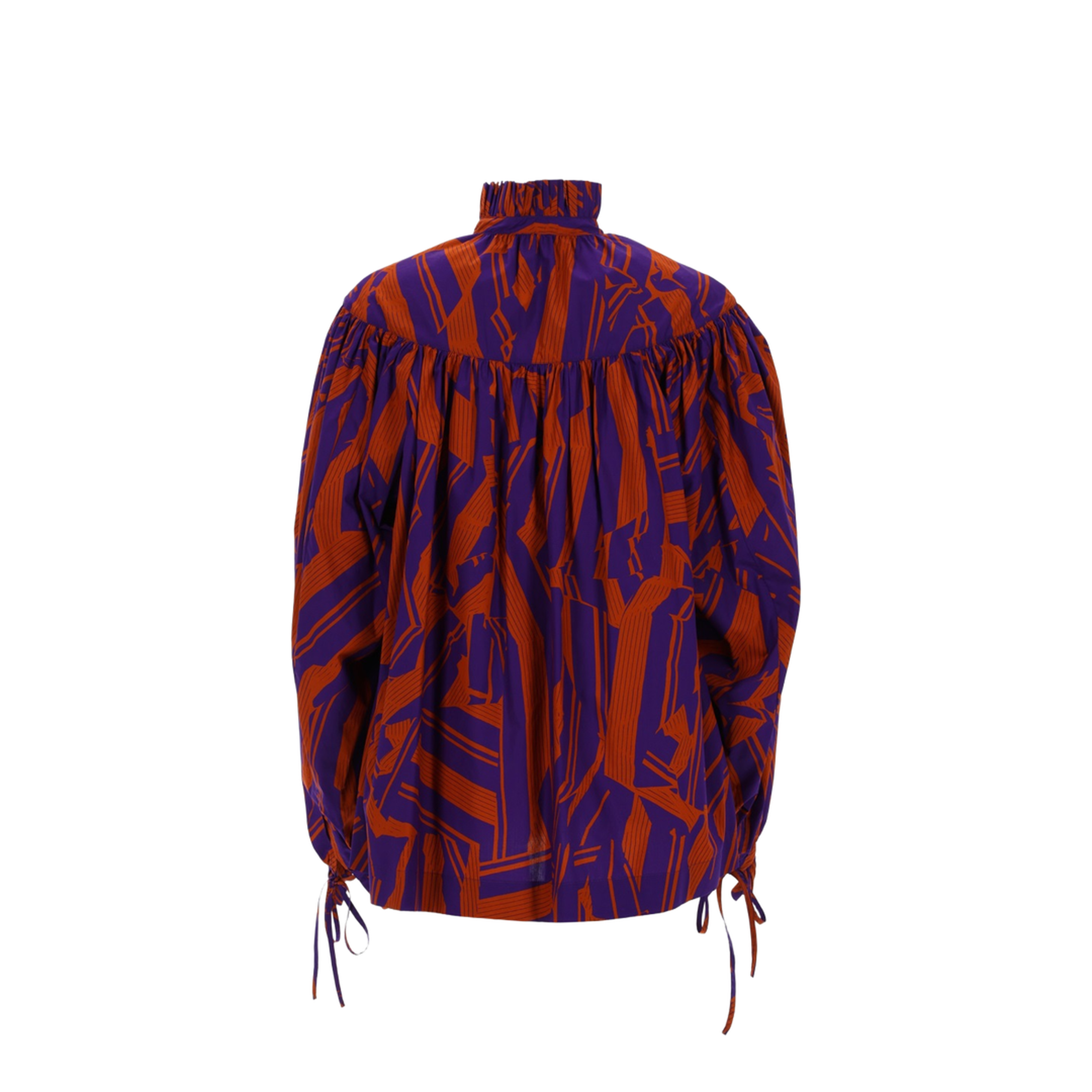 Loose Shirt with Ruffle Details and Crushed Stripe Print - Image 3