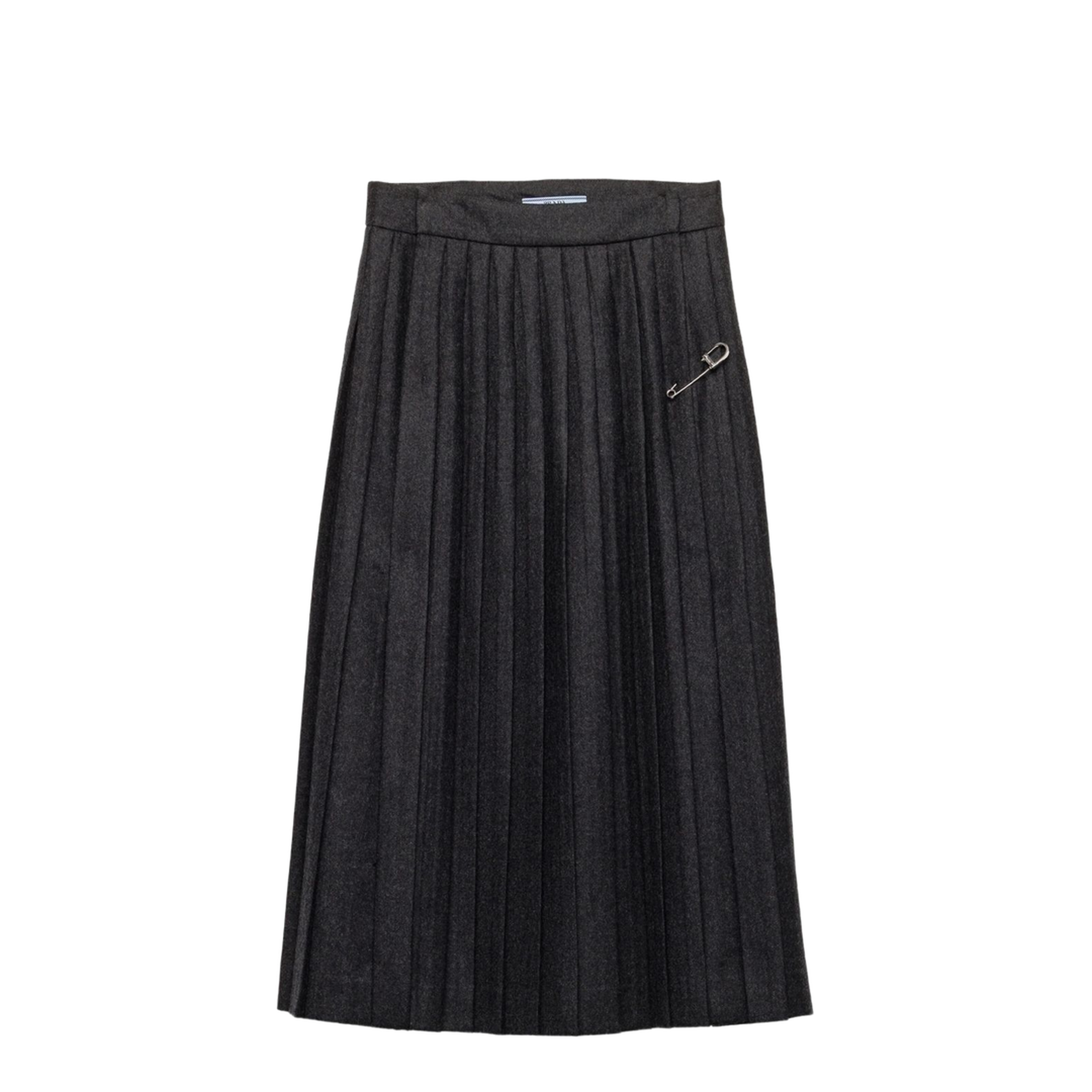 Pleated Wool Flannel Skirt - Image 1
