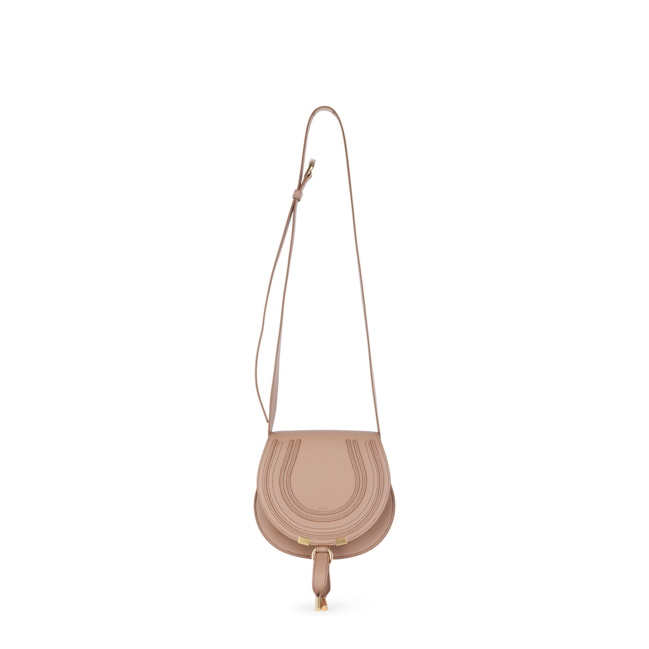 Marcie Small Calfskin Saddle Bag - Light Tan Brown - Image 1