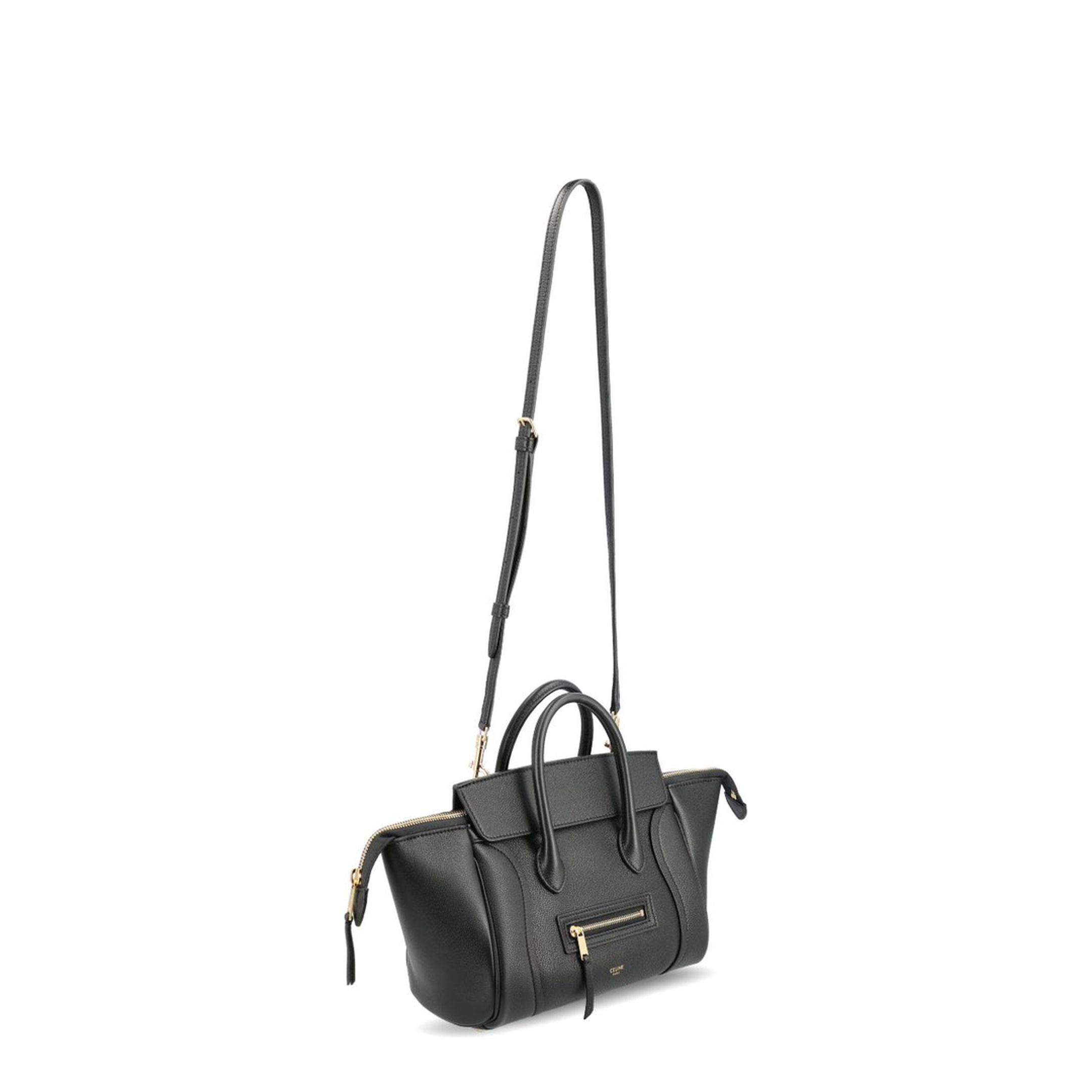 Luggage Small Calfskin Top Handle Bag - Black - Image 2
