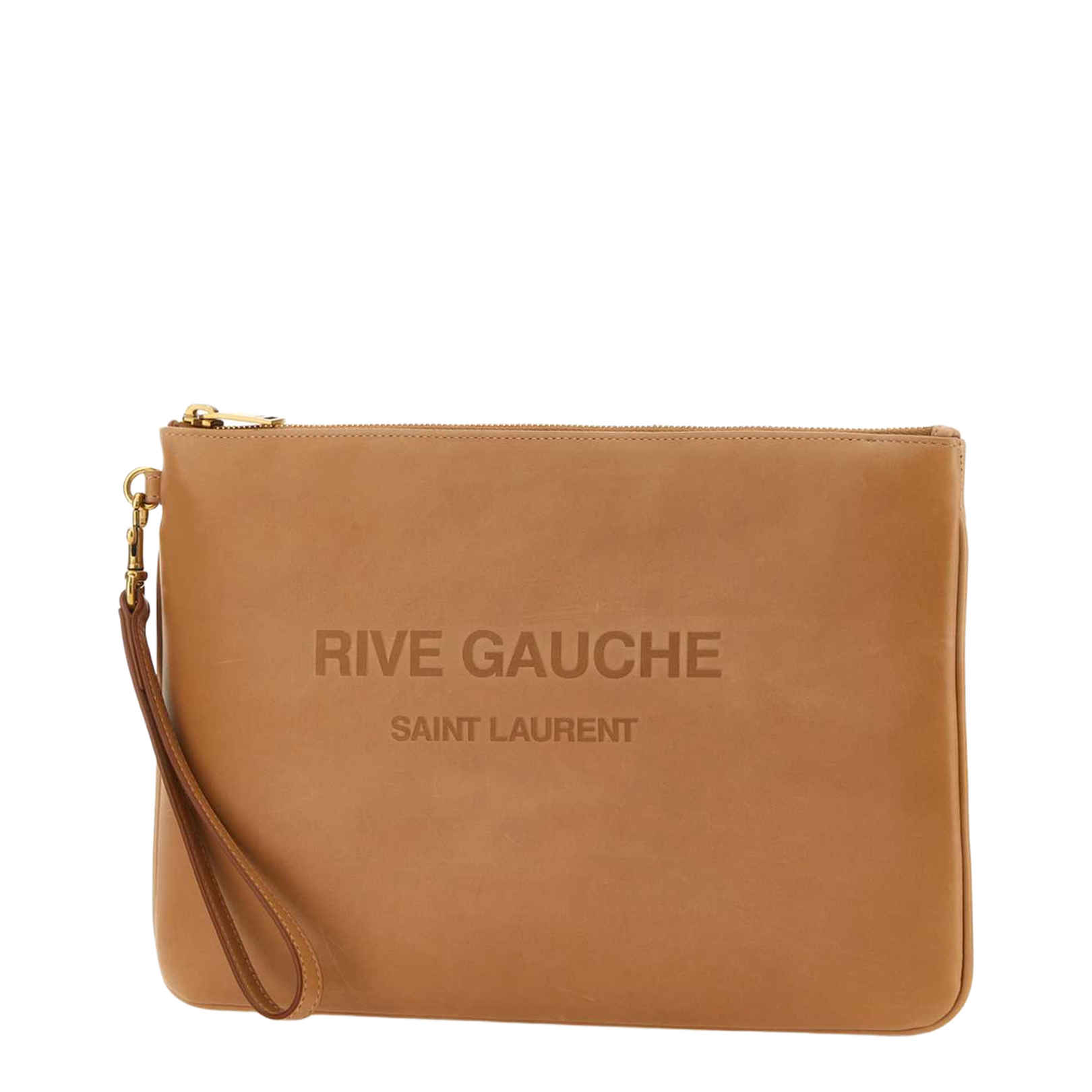 Camel Leather Clutch Bags - Brown - Image 2