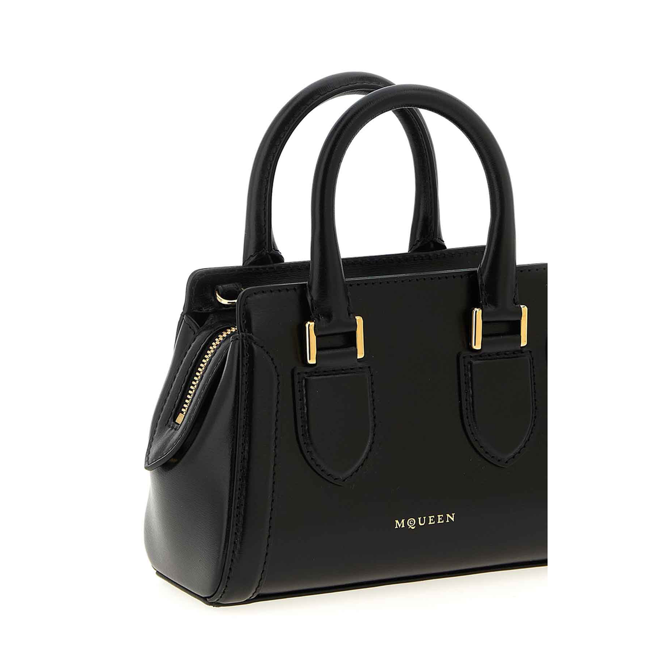 Birdee Mini Calfskin Handbag - Black/Gold - Image 3