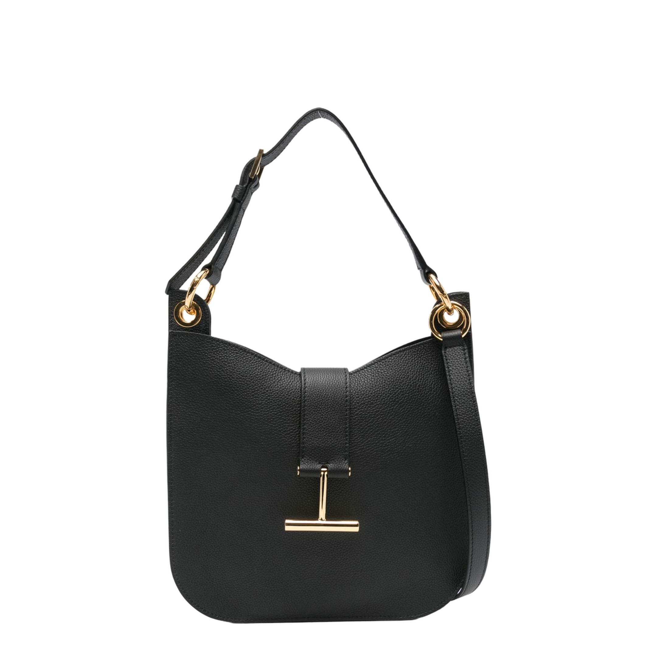 Tara Small Grain Leather Crossbody - Black - Image 1