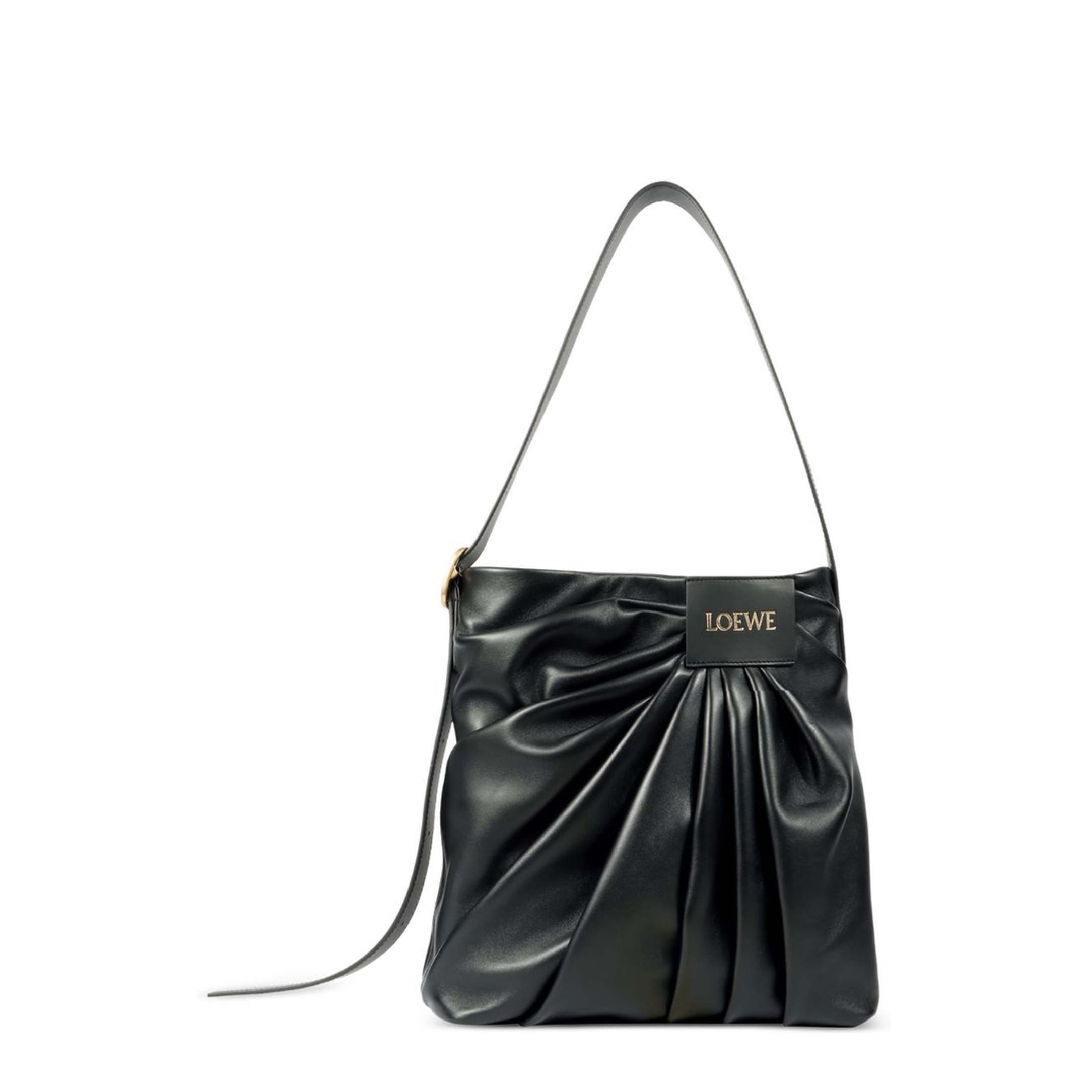 Draped Mellow Nappa Lambskin Tote - Black - Image 1