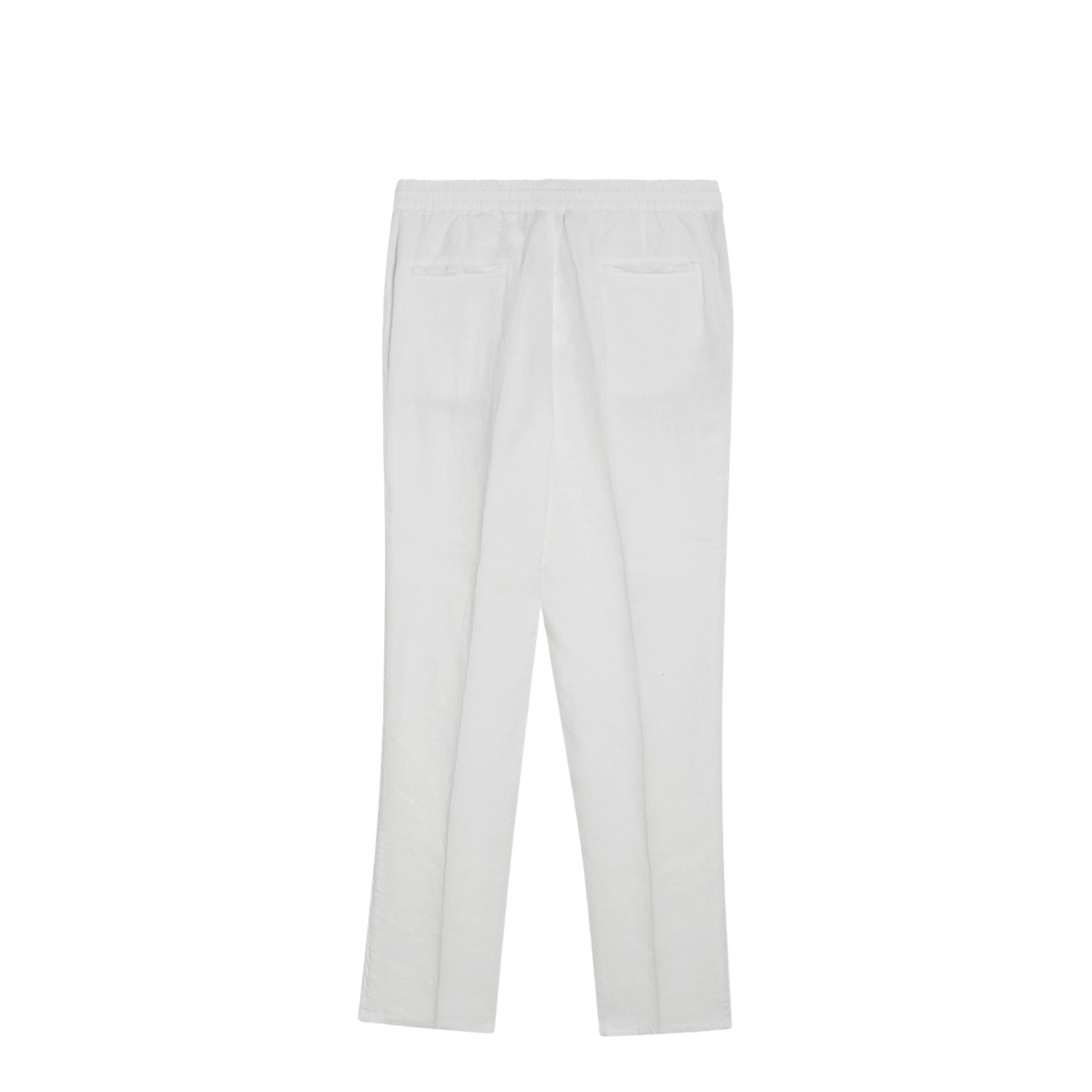 White Linen Drawstring Trousers - Image 2