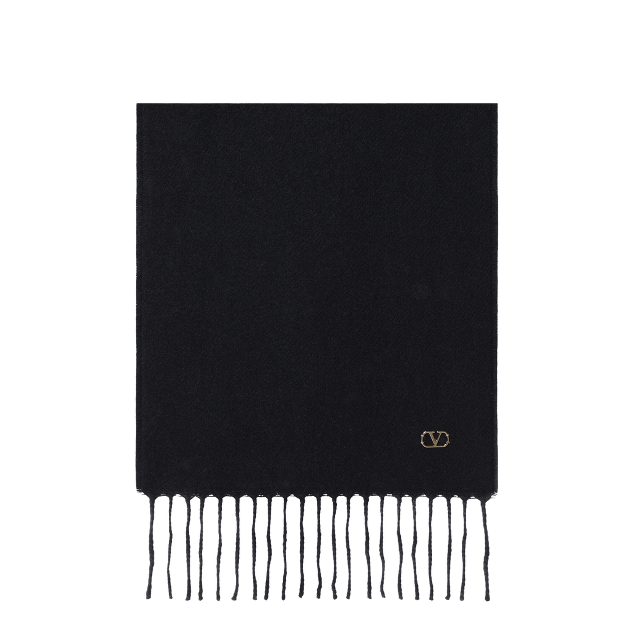 Black Cashmere Scarf With Vlogo Detail - Image 2