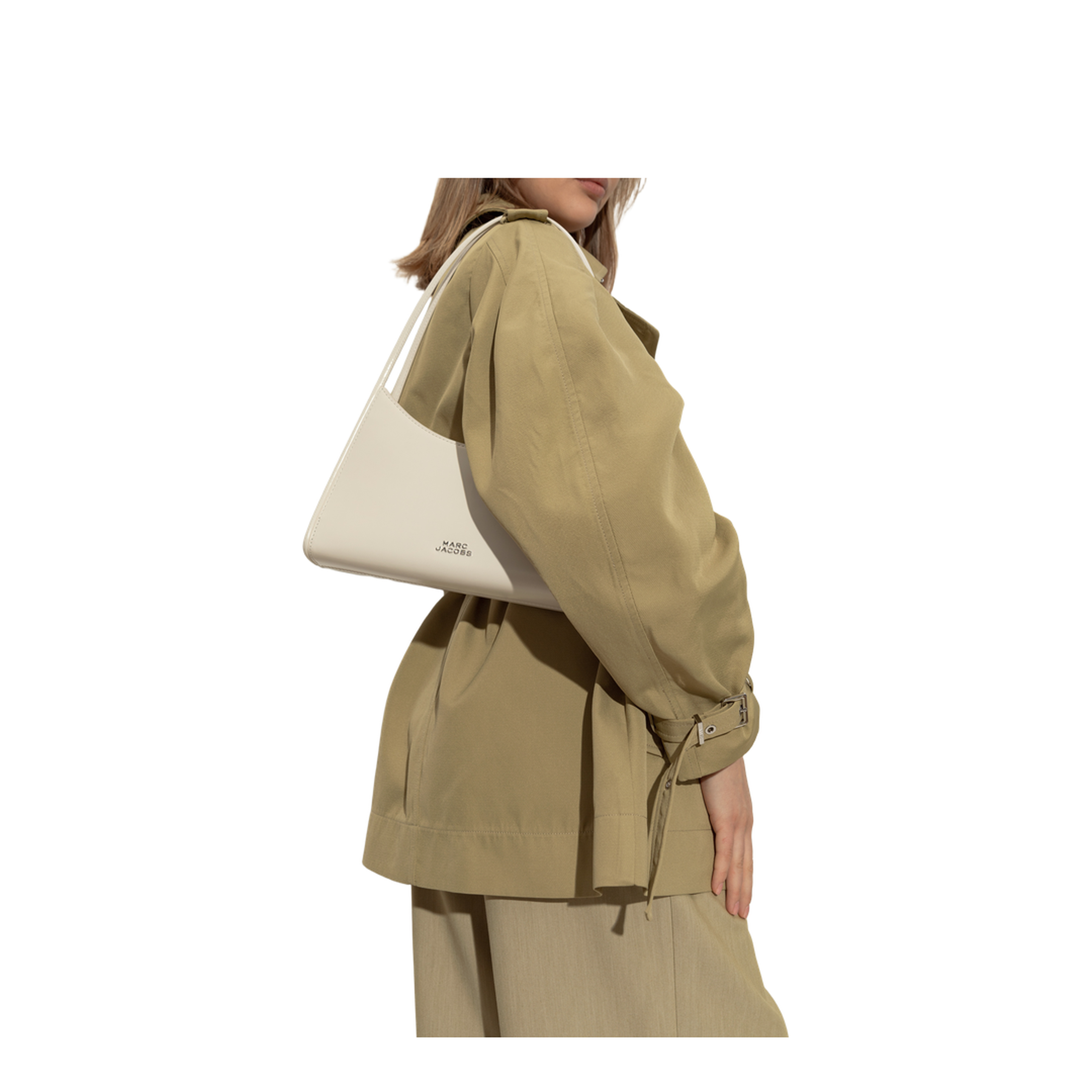 The Glam Medium Spazzolato Leather Shoulder Bag - Cotton White - Image 2