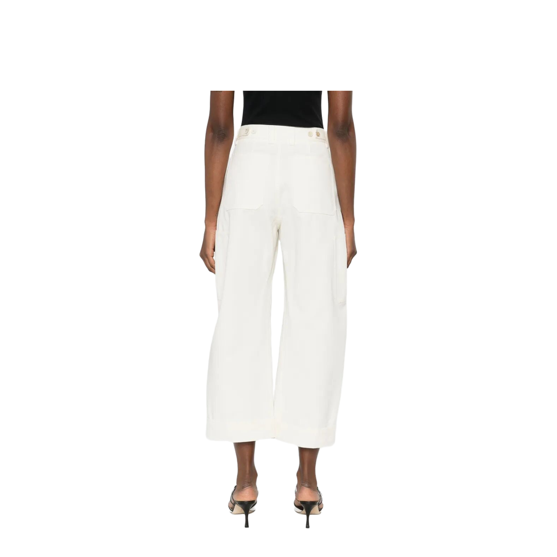 COTTON AND WOOL COCOON CROPPED CARGO PANTS - Image 3