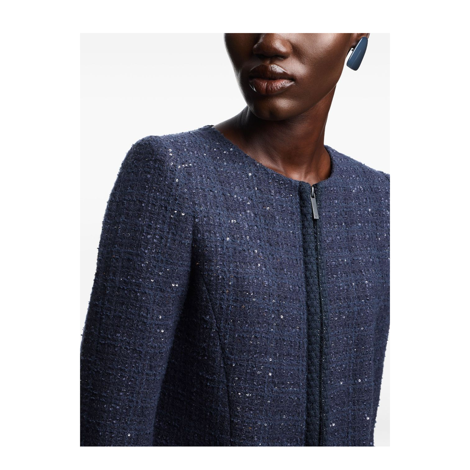 Lurex Tweed Zip-Up Jacket with Micro Sequins - Image 4