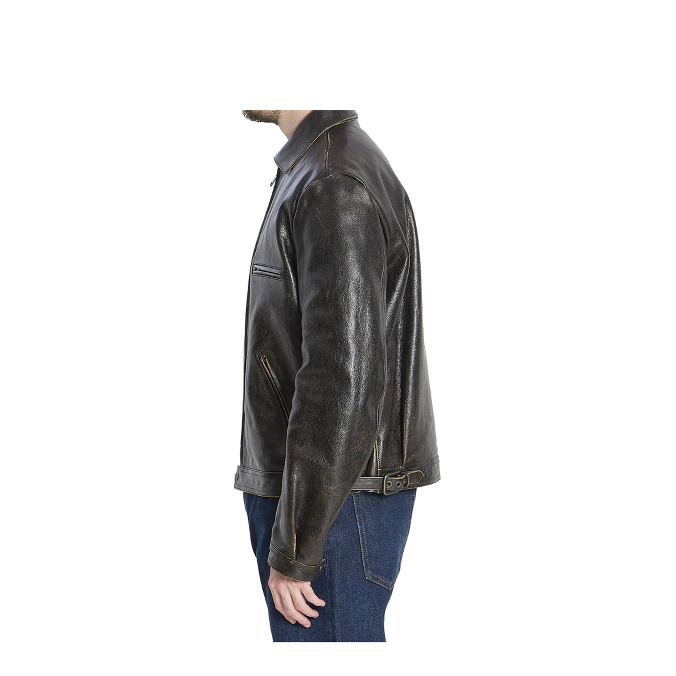 Aged-effect leather jacket - Image 3