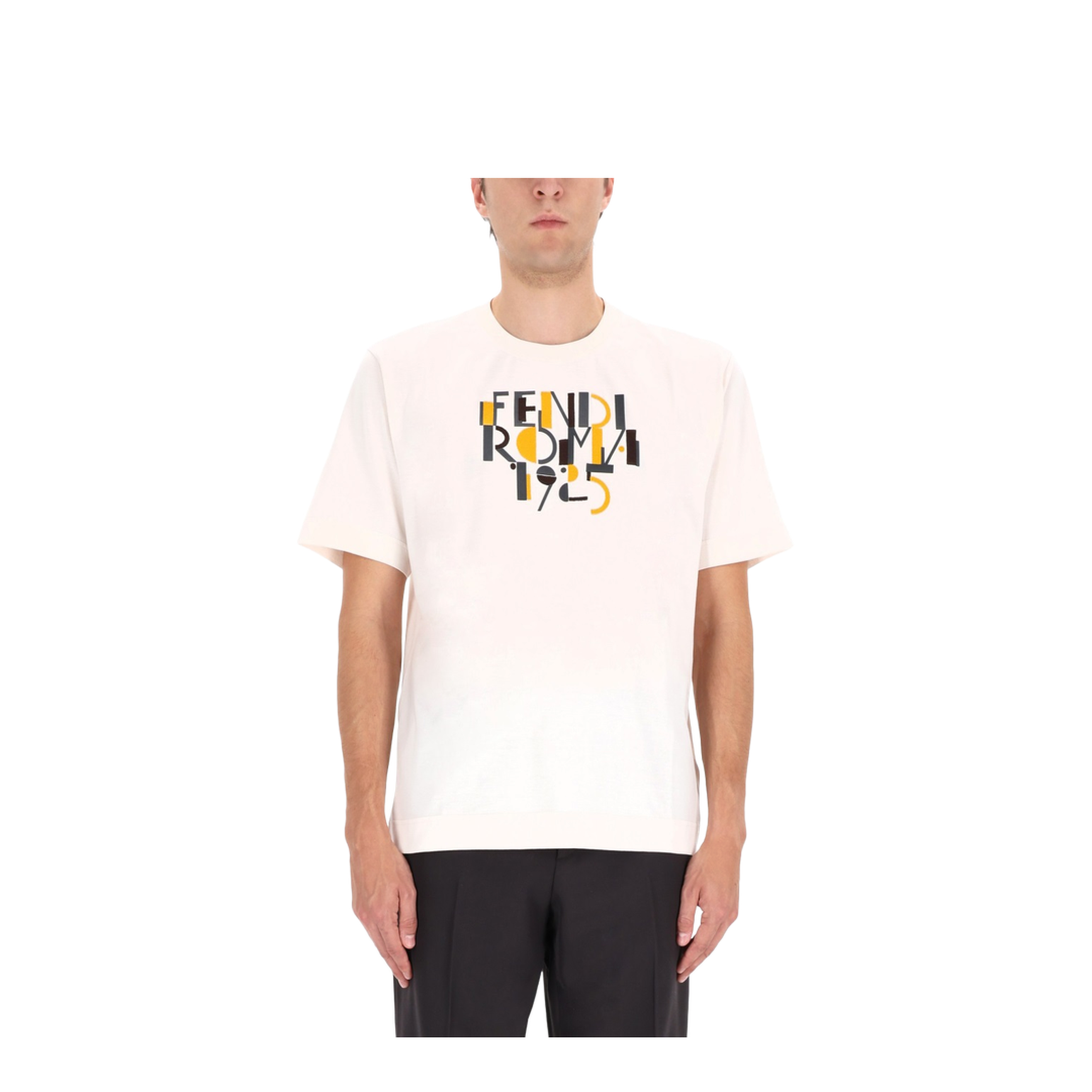 White Cotton T-Shirt with Logo Print - Image 1