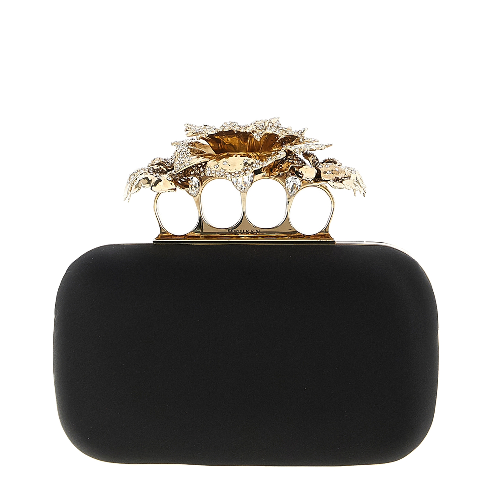Carnation Knuckle Clutch in Black - Image 1