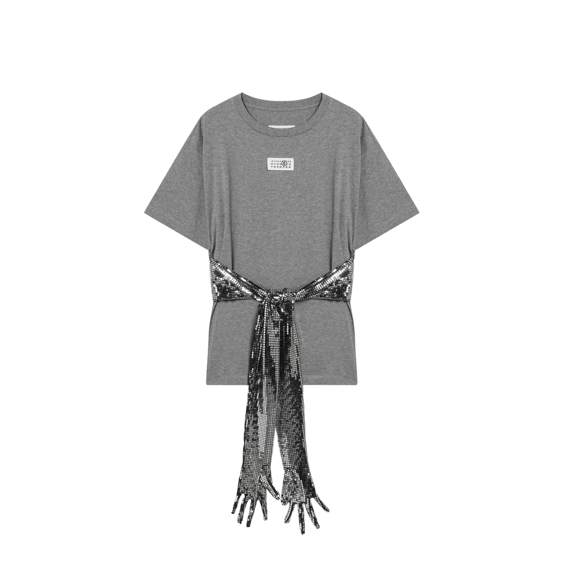 Grey Mélange Cotton T-Shirt with Gloves - Image 1