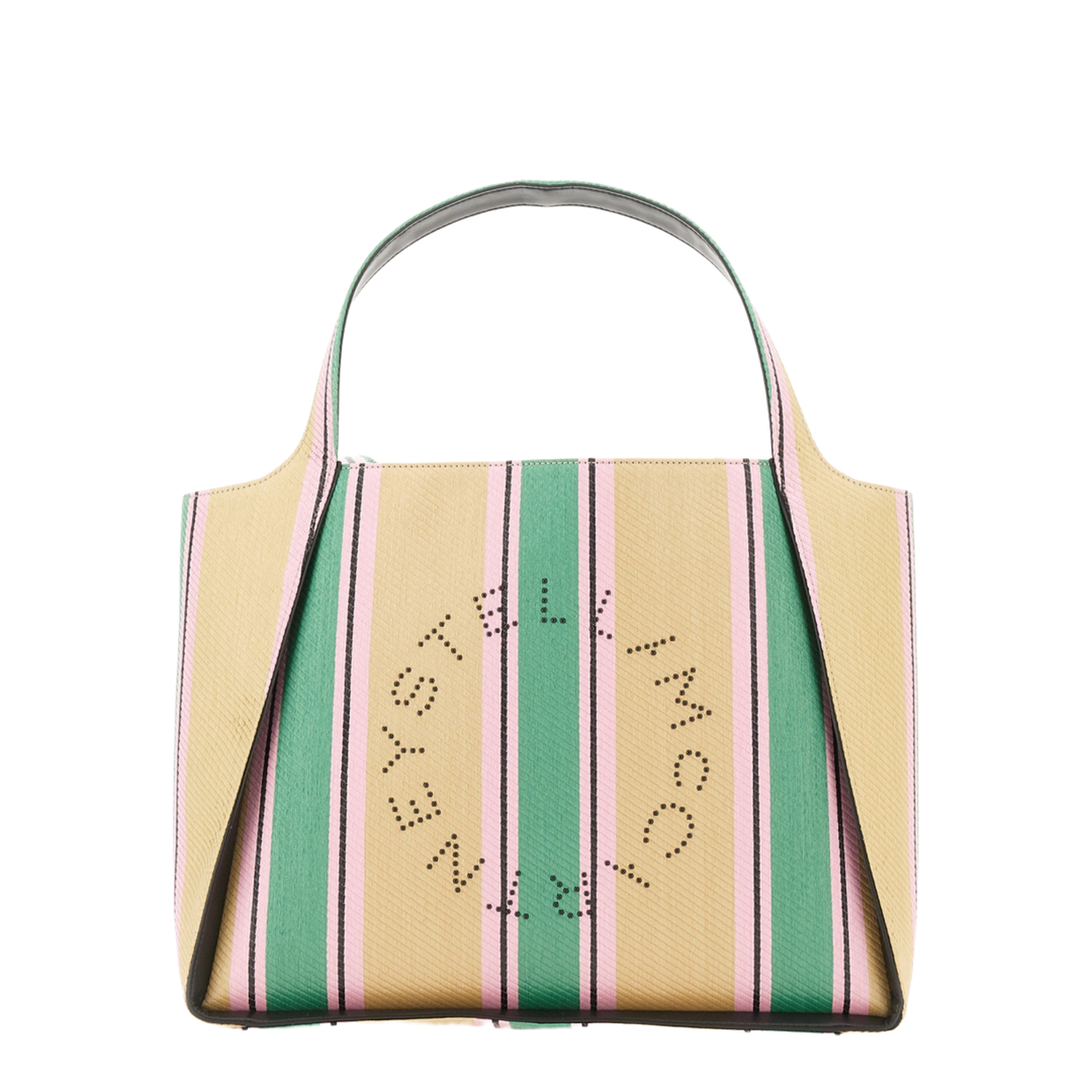 Stella Logo Striped Raffia Tote Bag - Multicolour - Image 1