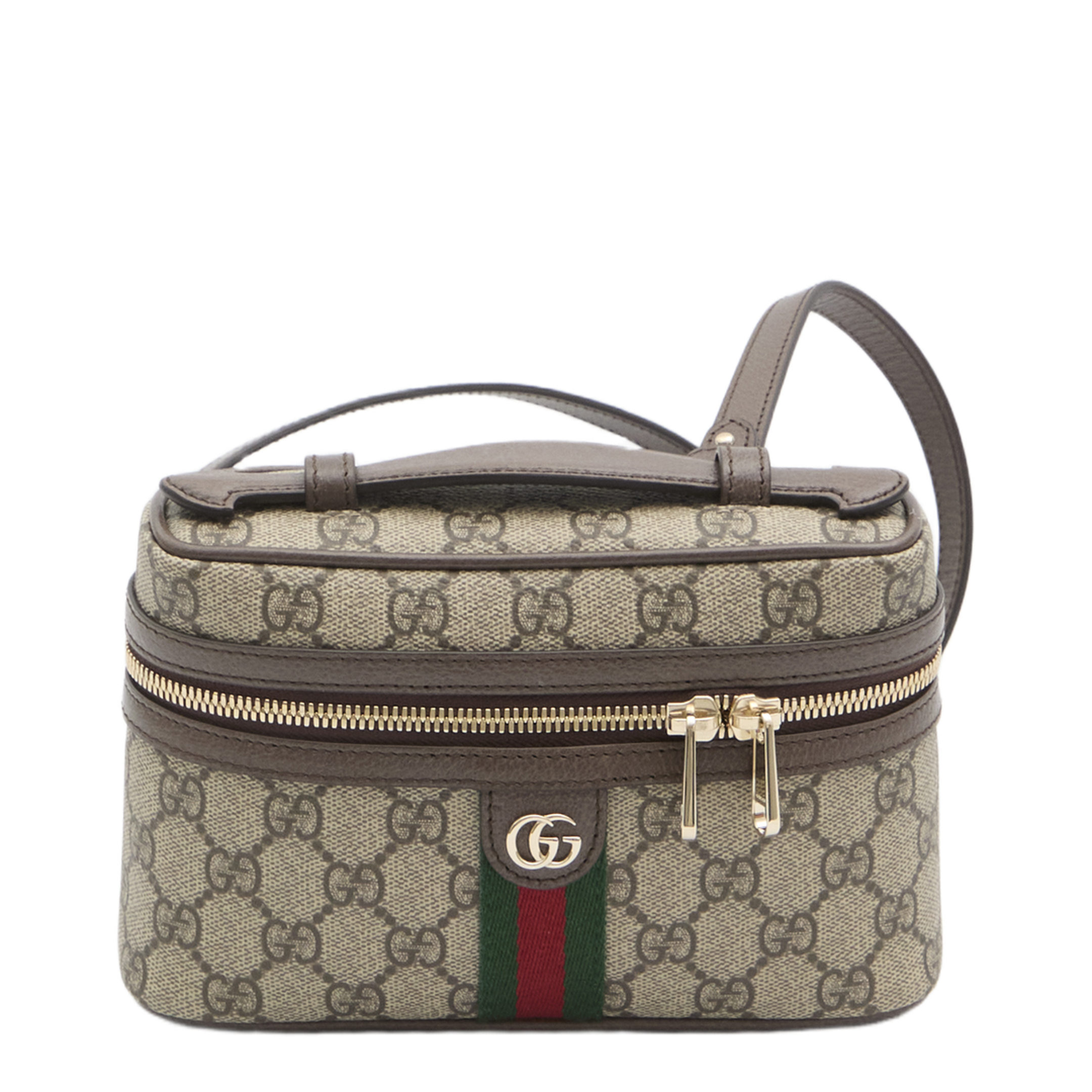 Ophidia Small GG Monogram Coated Fabric Vanity Bag - Beige and Brown - Image 1