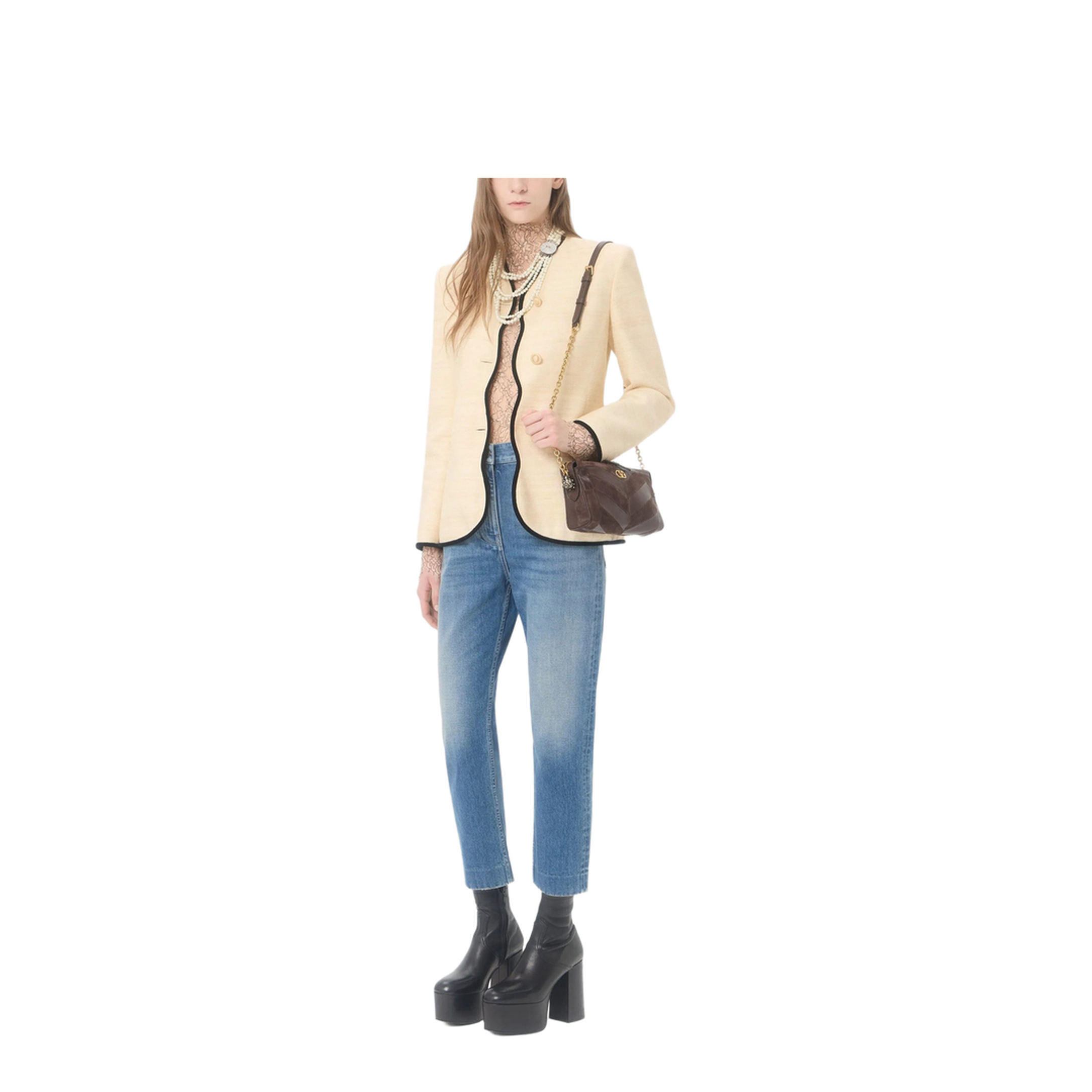 Small Shoulder Bag Panthea in Suede and Nappa Chevron Motif - Image 3