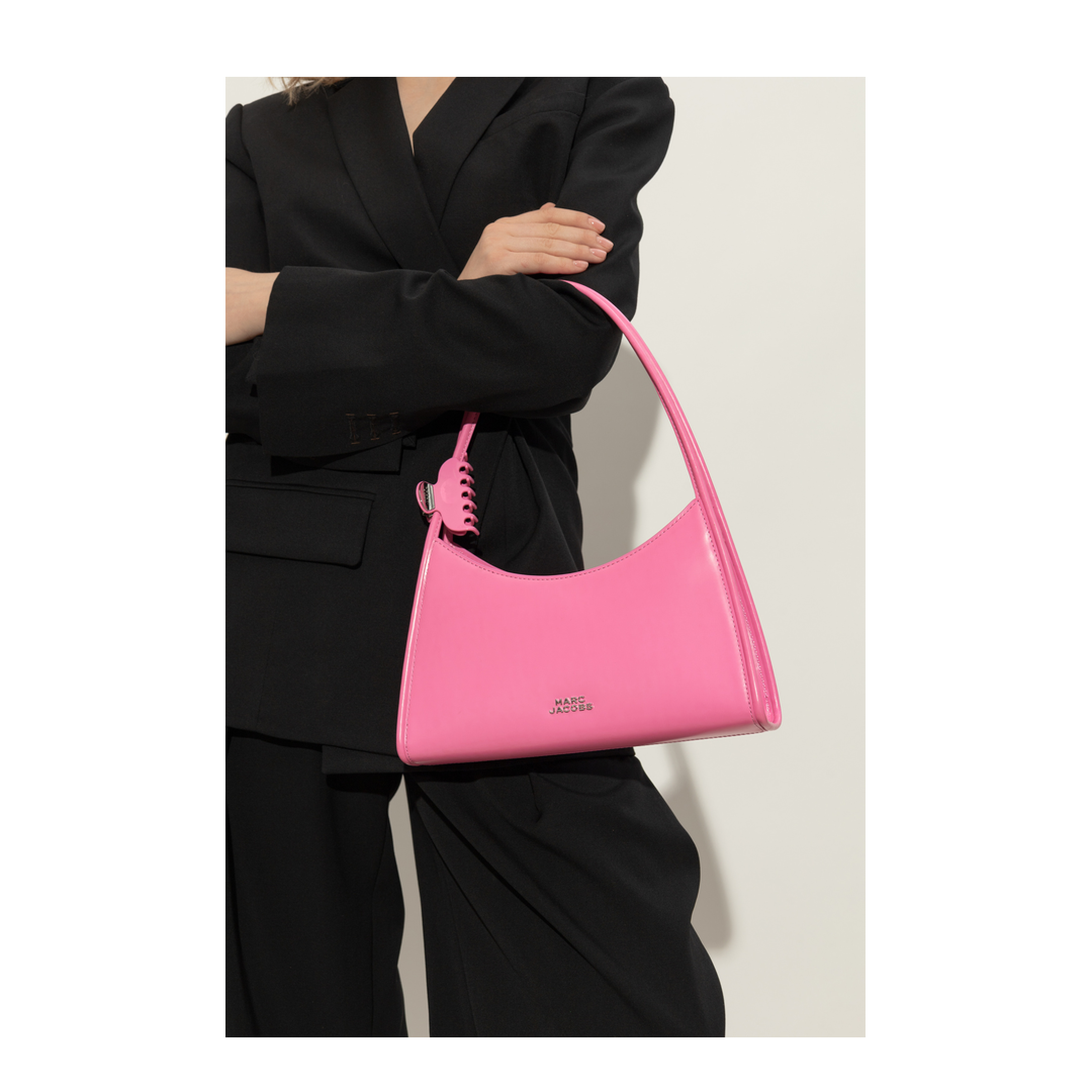 The Glam Spazzolato Leather Shoulder Bag - Bow Pink - Image 2