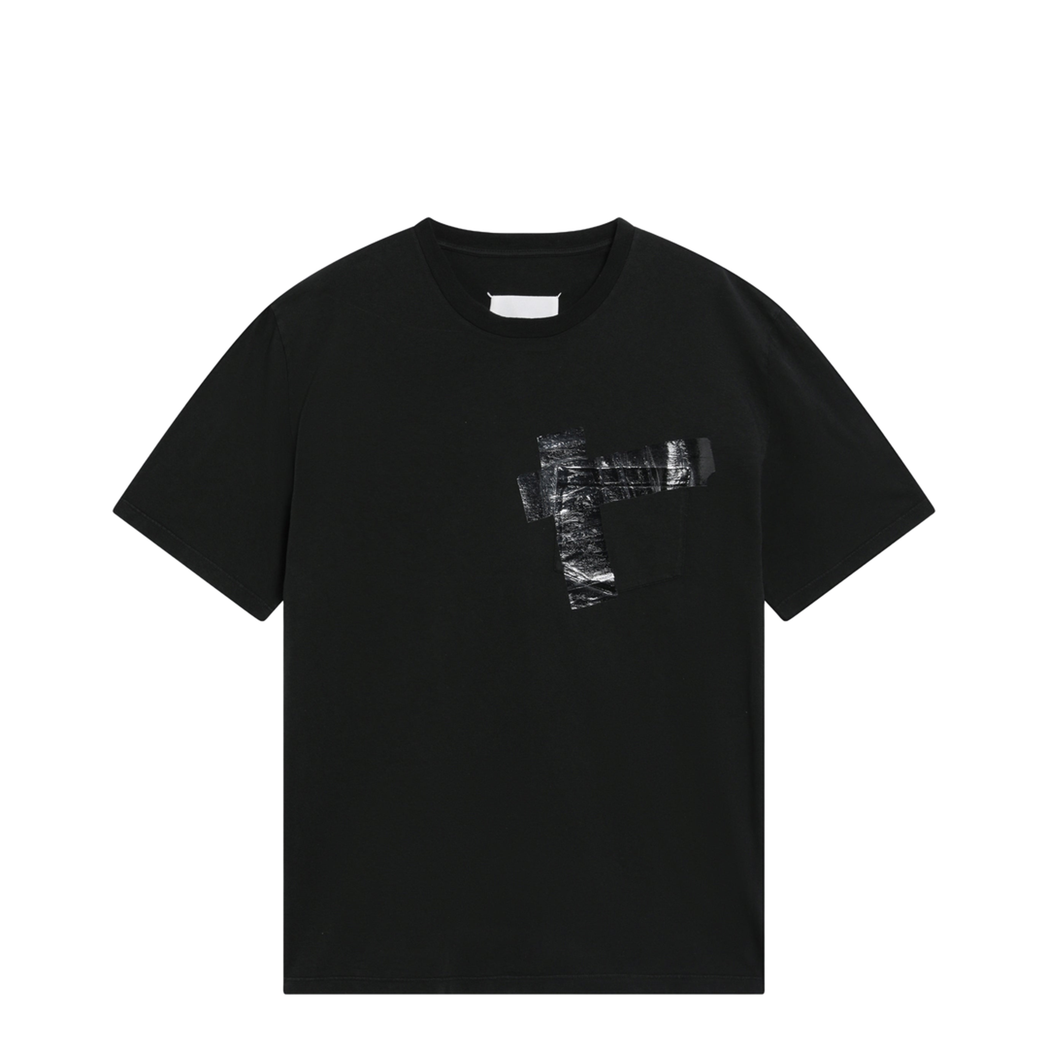 Taped Cotton Jersey T-Shirt In Black - Image 1