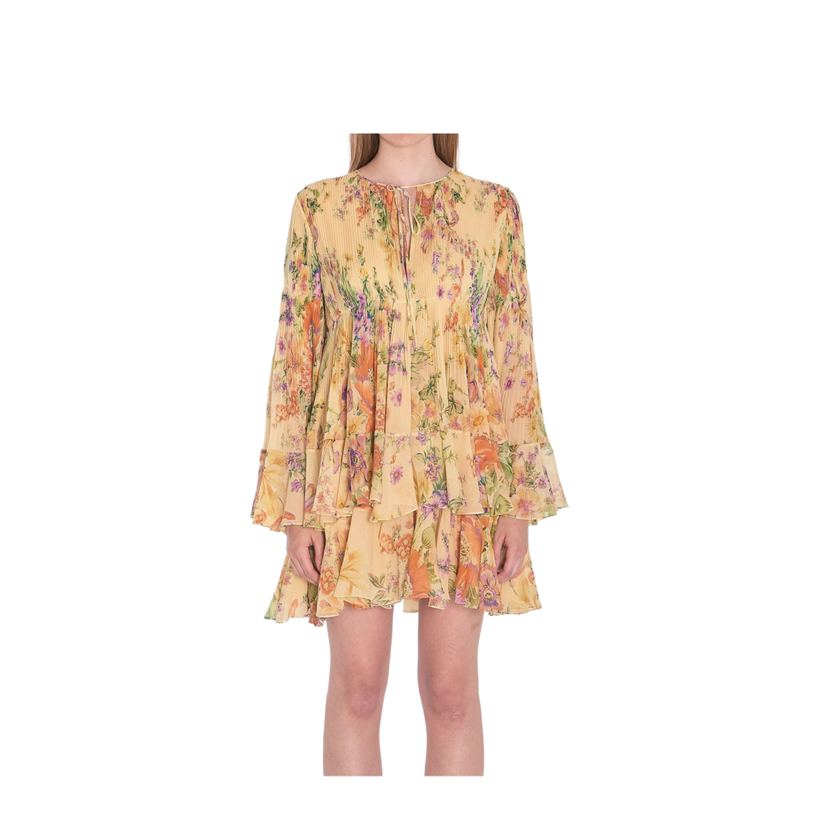 Mini Pleated Dress in Silk Georgette - Image 3