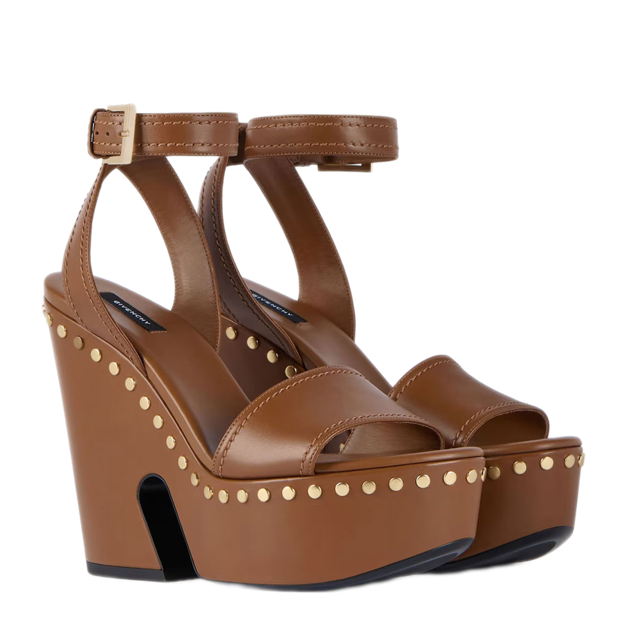 Clog Leather Platform Sandals with Studs Detail - Image 2