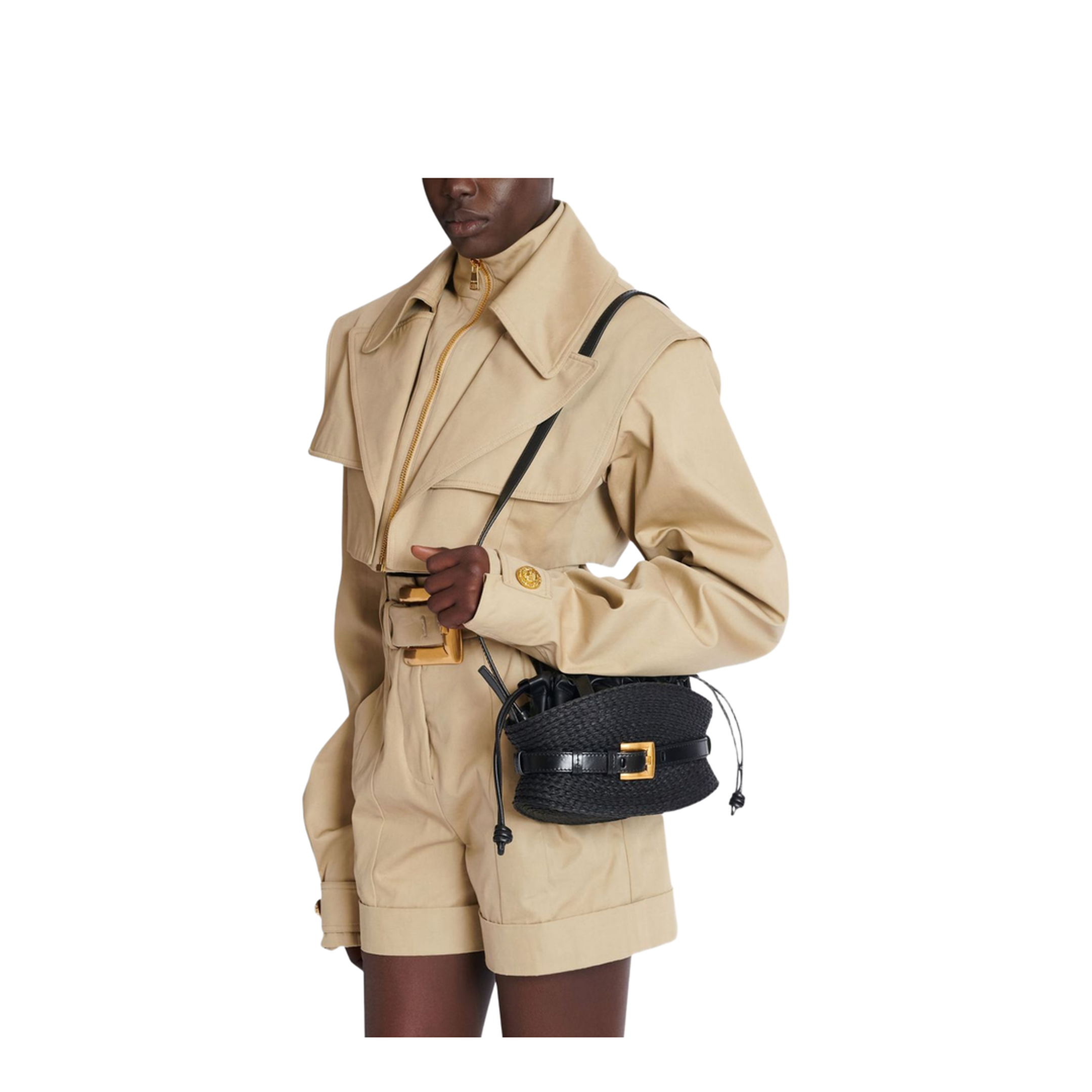 Shuffle Mini Bag in Calfskin and Raffia - Image 4