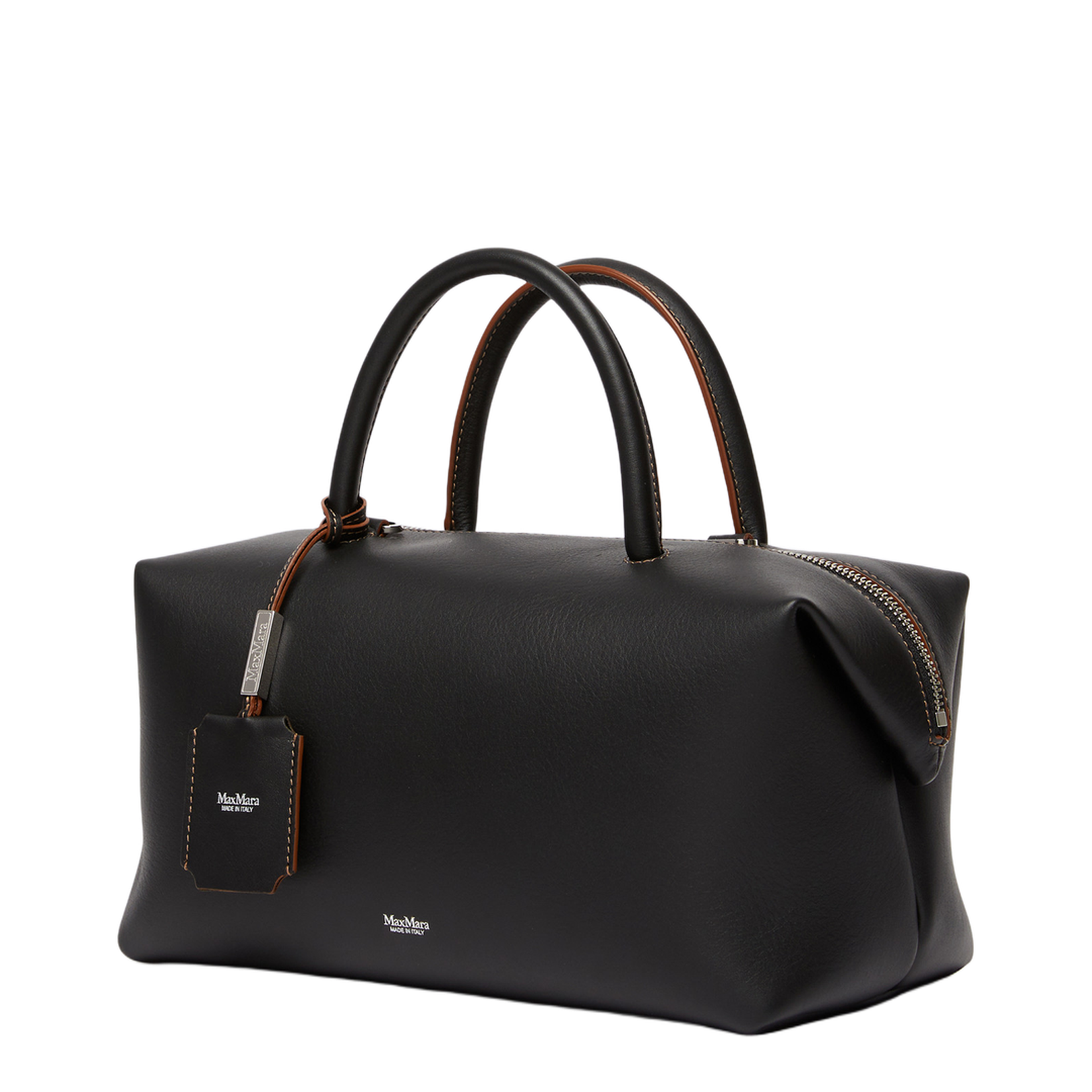 Medium Natural Leather Bowler Bag Black - Image 2
