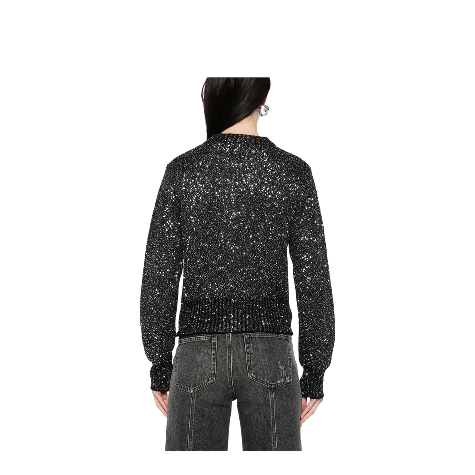 Black Wool Blend Cropped Sweater - Image 5