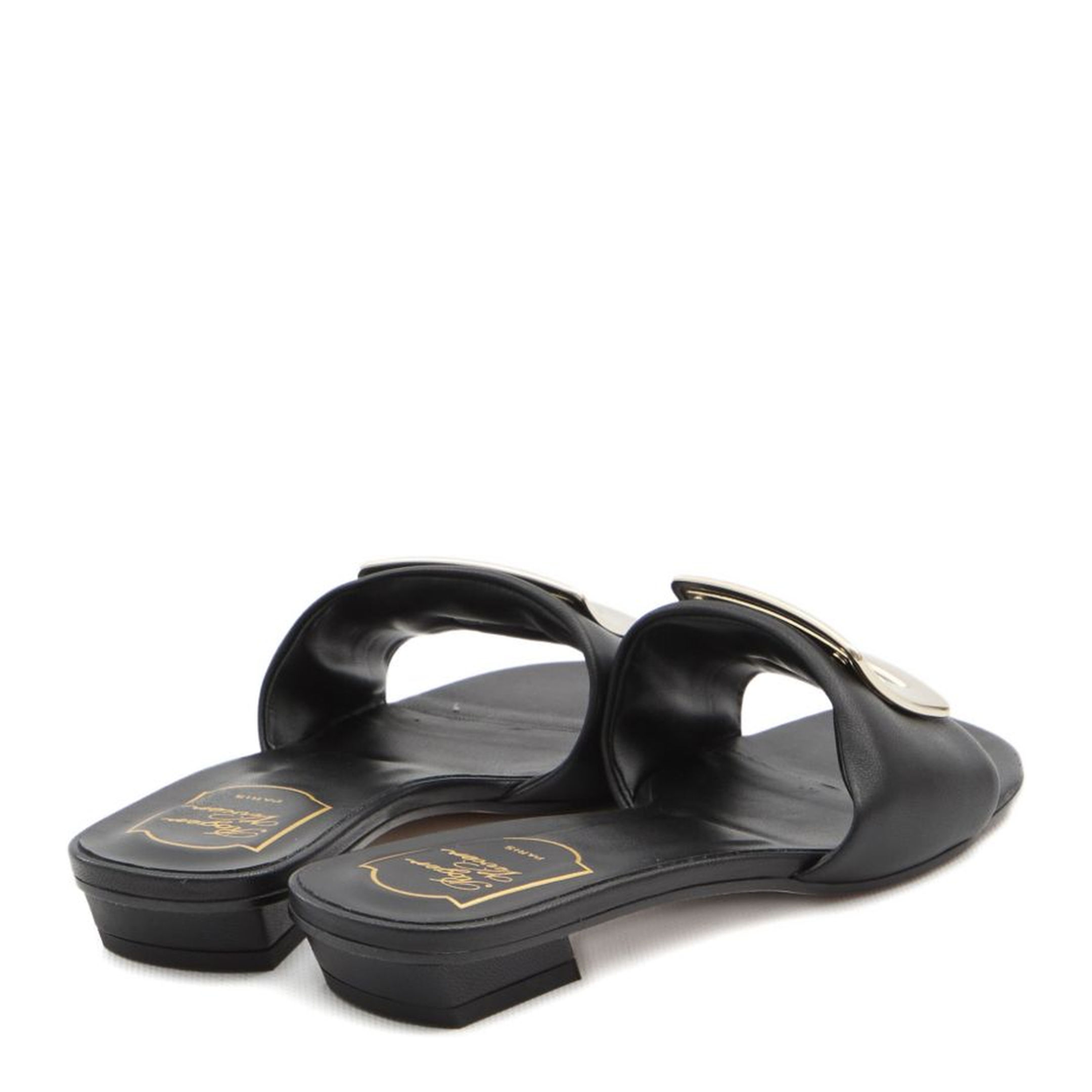 Square Buckle Leather Slides - Image 5