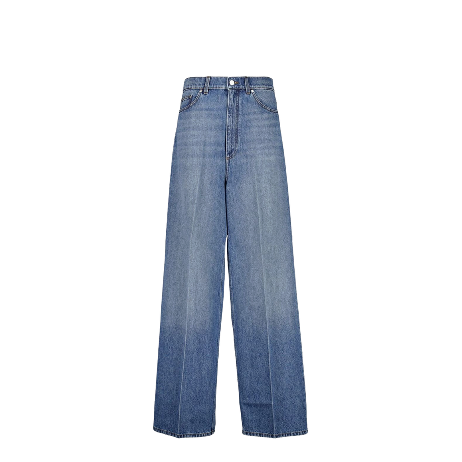 Faded Wide-Leg High-Rise Denim Jeans - Image 1