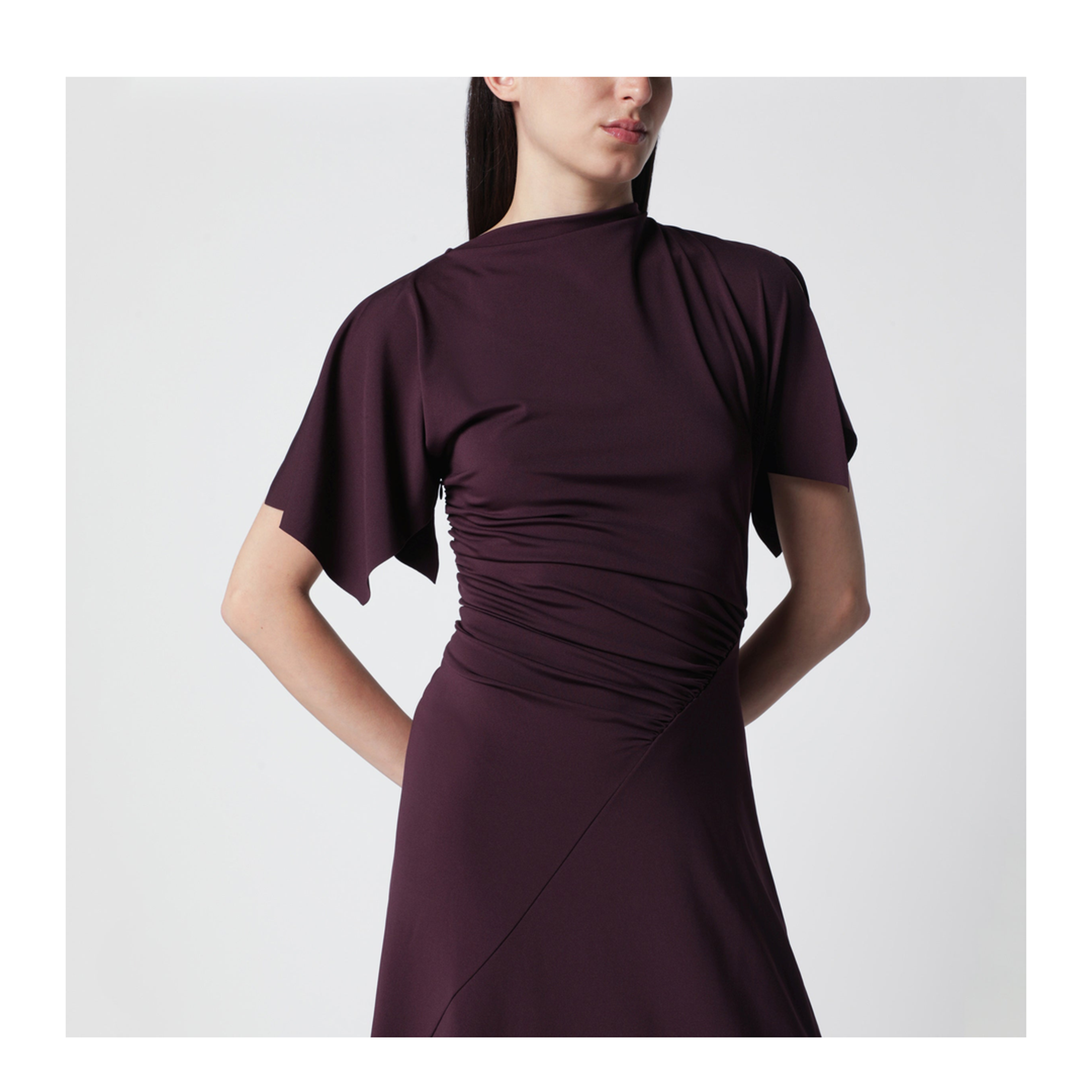 Blackcurrant Black Draped Midi Dress - Image 2