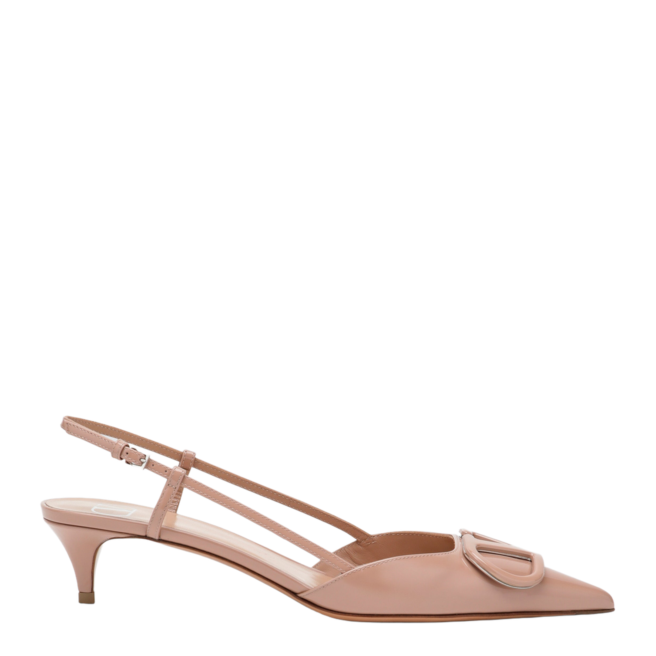 Cinnamon Pink VLogo Signature Patent Leather Slingback Pumps - Image 1