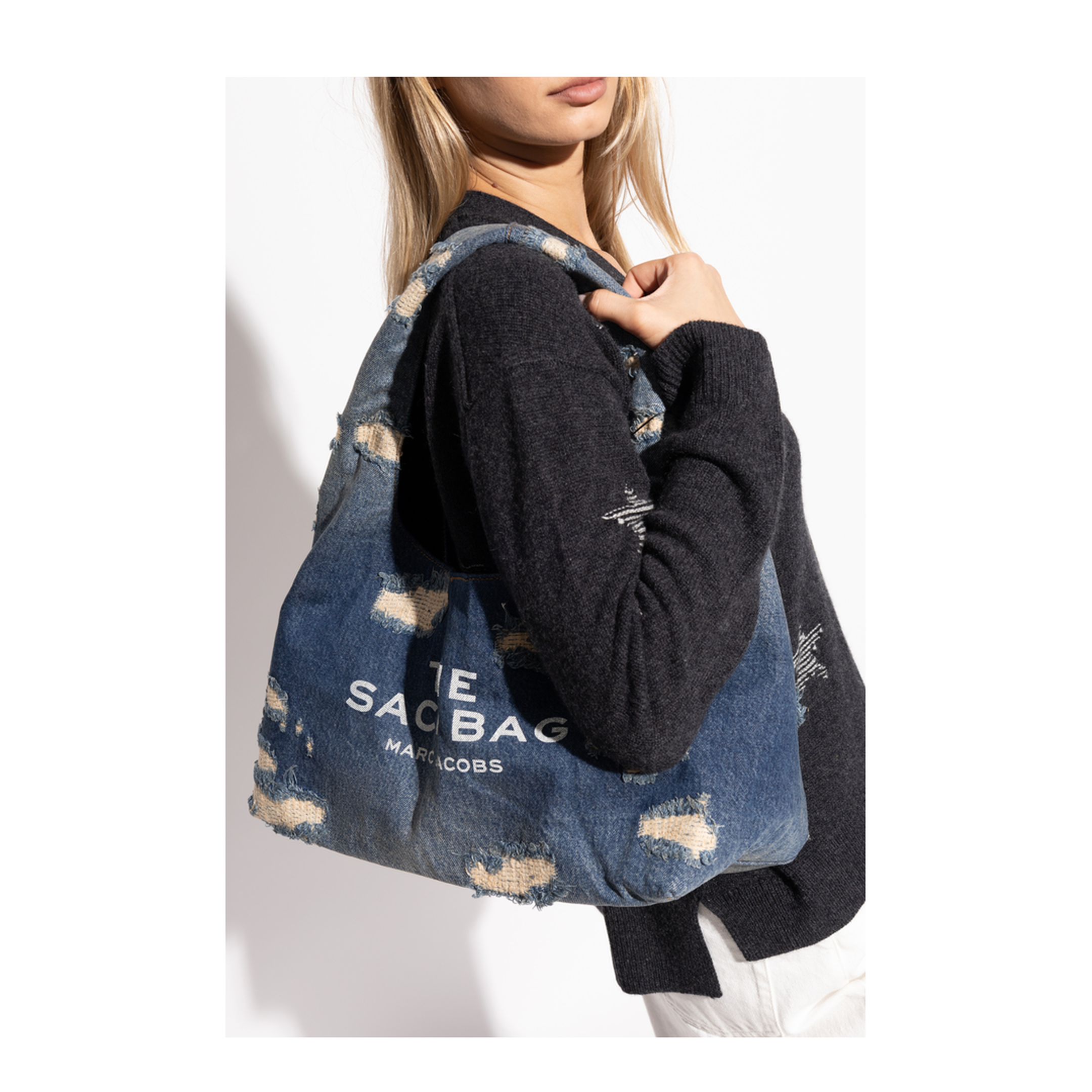 The Sack Denim Shoulder Bag - Blue - Image 2