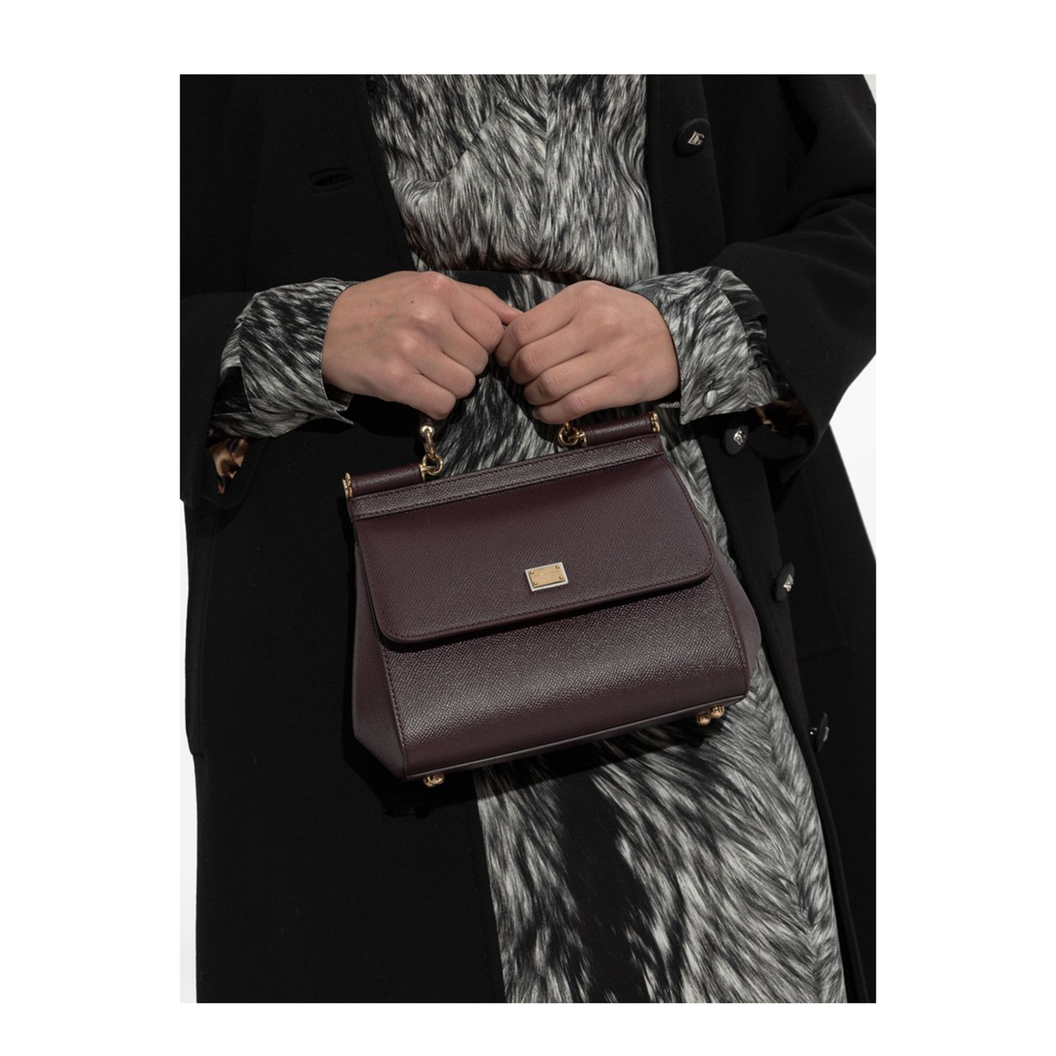 Sicily Small Calfskin Handbag - Bordeaux - Image 4
