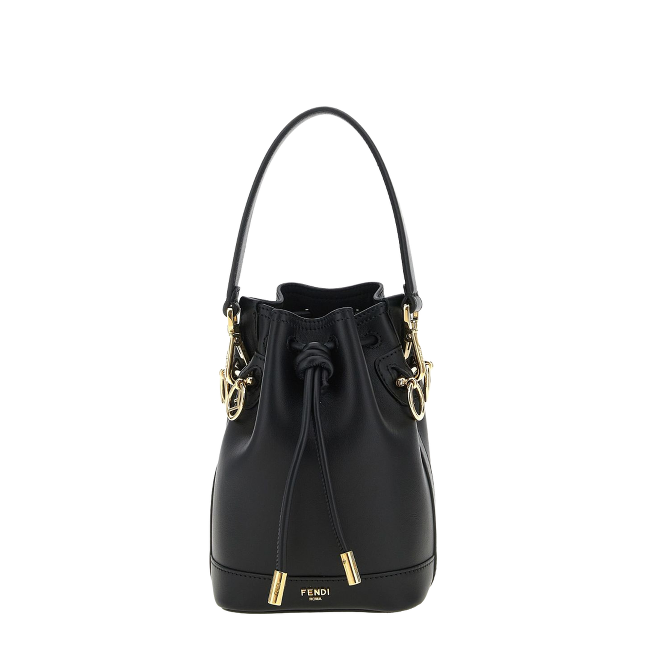 Mon Tresor Mini Leather Bucket Bag - Black - Image 1
