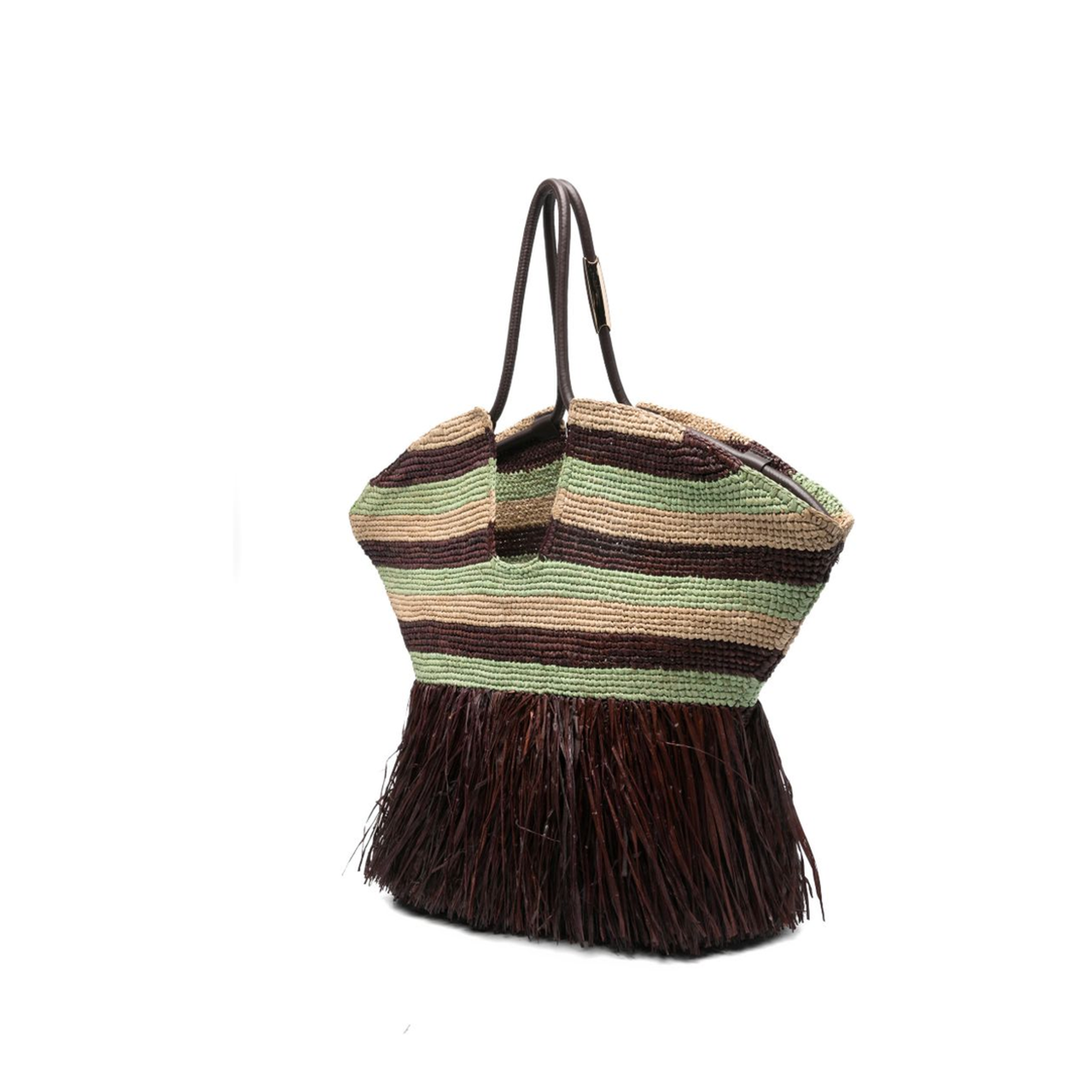 Goldentime Large Raffia Tote - Burgundy Stripe - Image 2