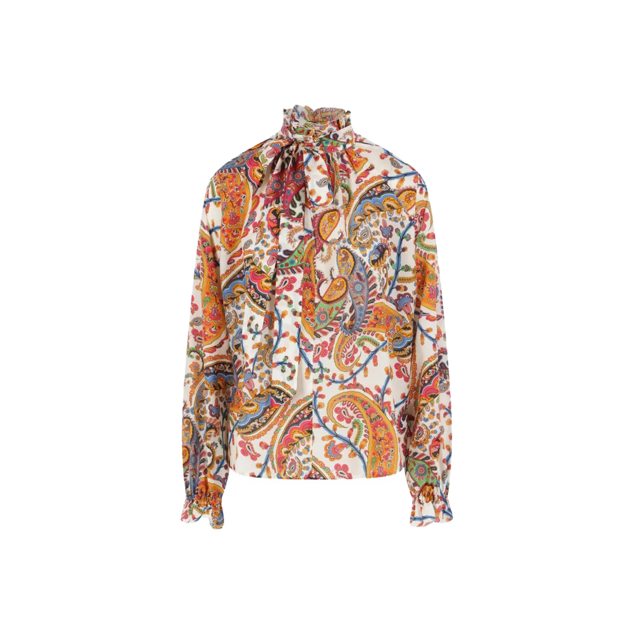 Paisley-Print Tie-Neck Silk Blend Blouse - Image 1