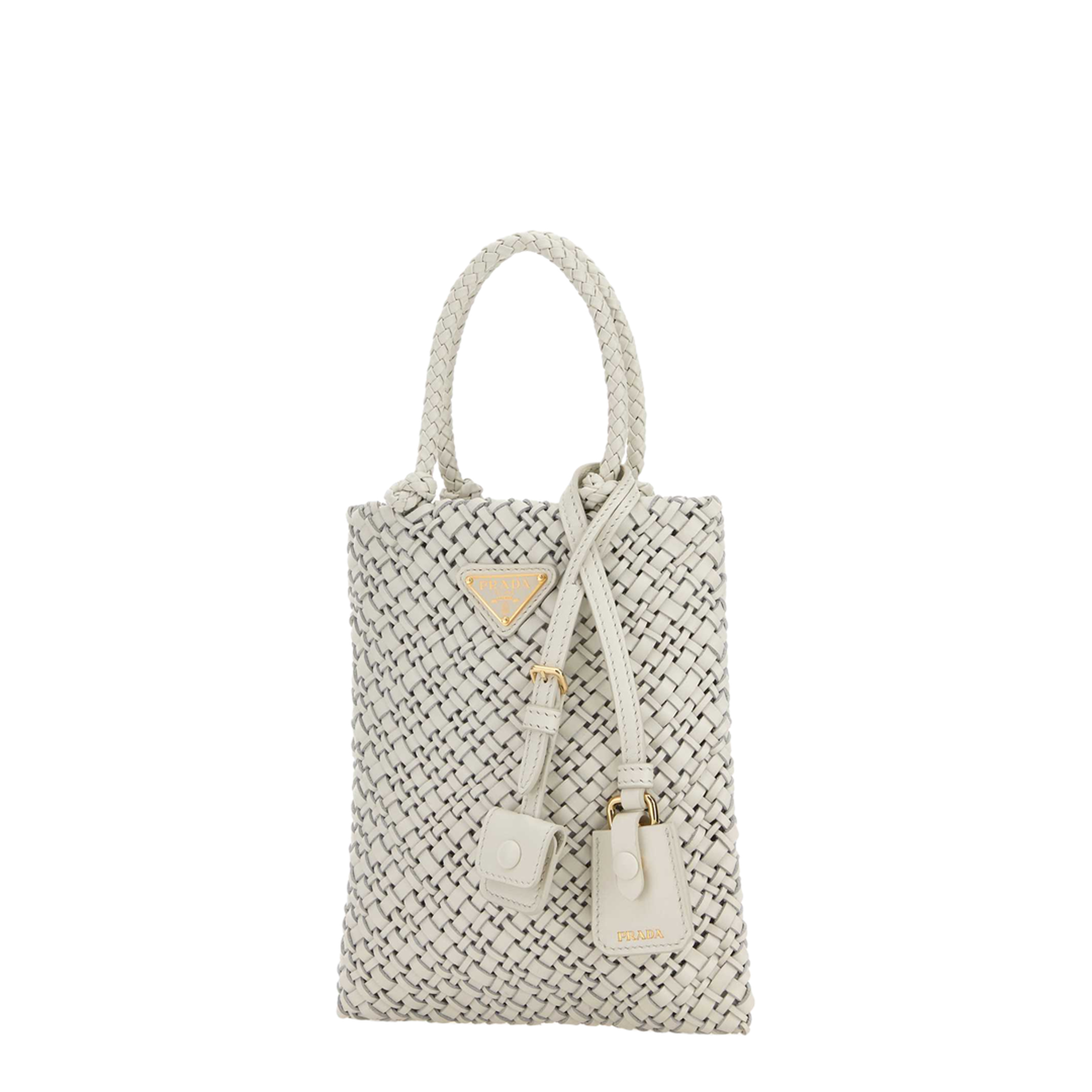 Triangle Logo Leather Tote Bag - White - Image 2