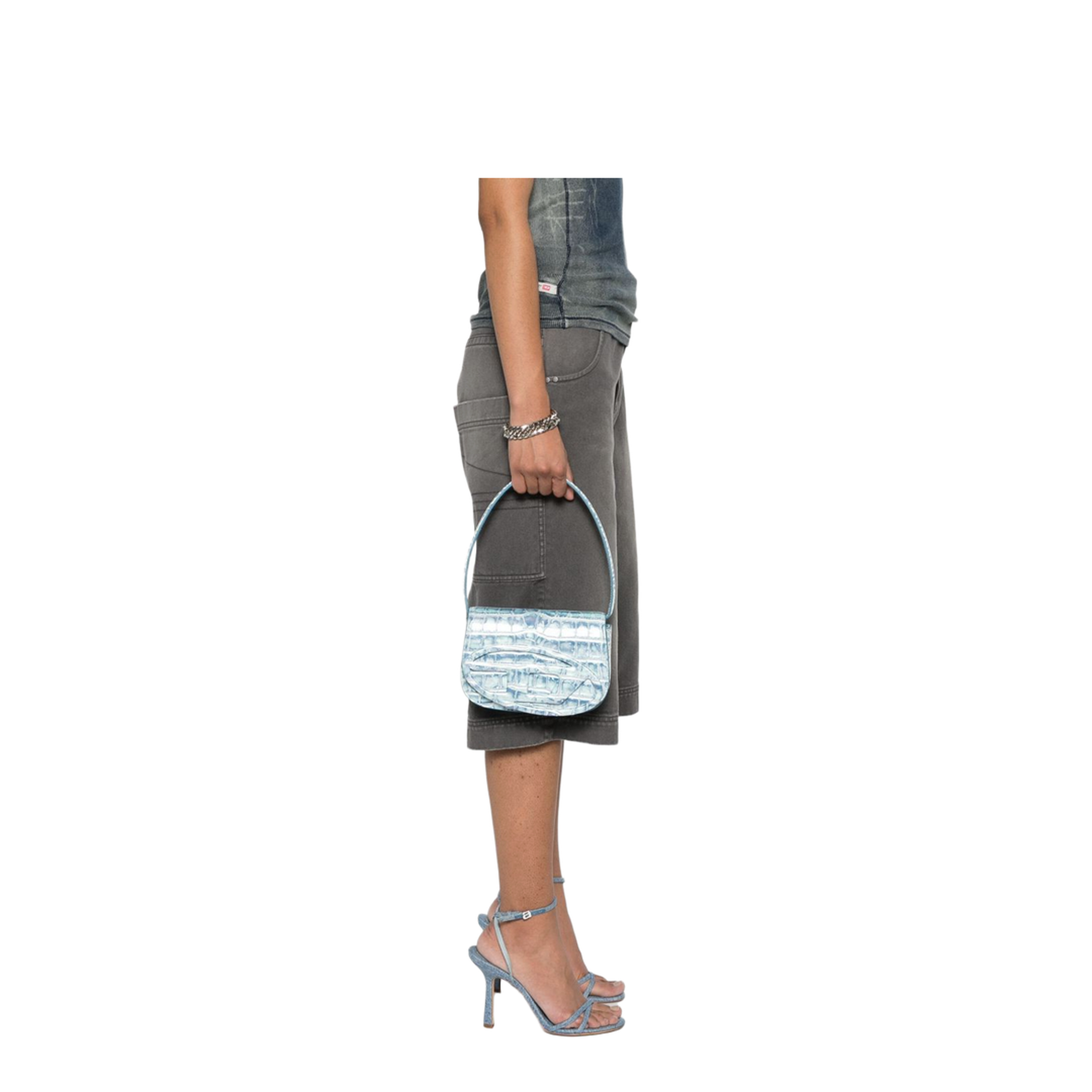 1DR Shoulder Bag Medium Polyurethane - Clear Blue - Image 3
