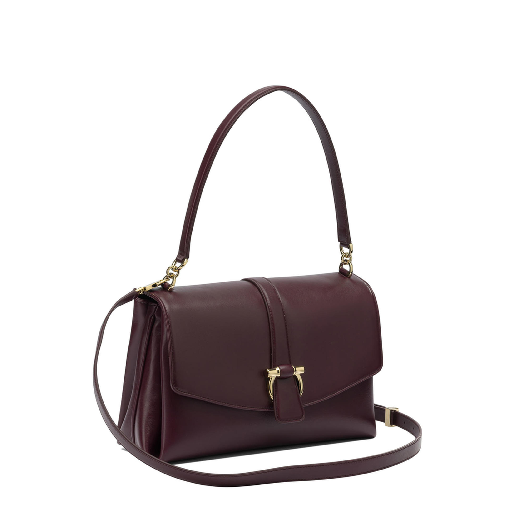 Gancini Soft Medium Calfskin Handbag - Claret - Image 1