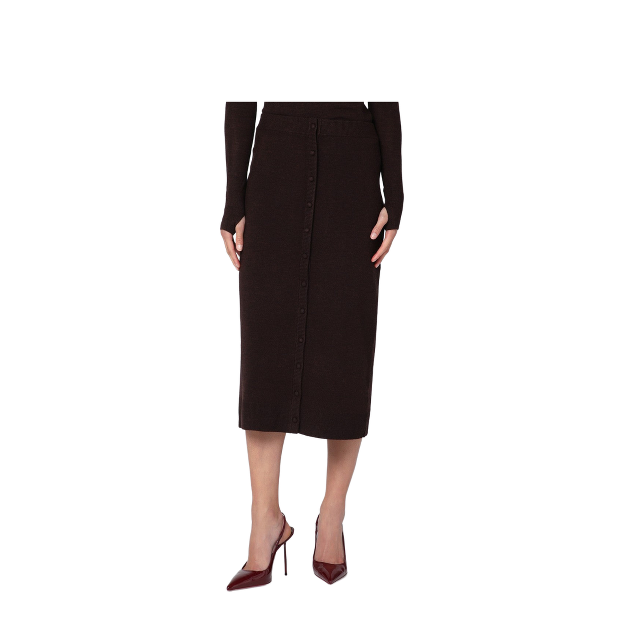 Brown Midi Skirt in Wool Blend - Image 1