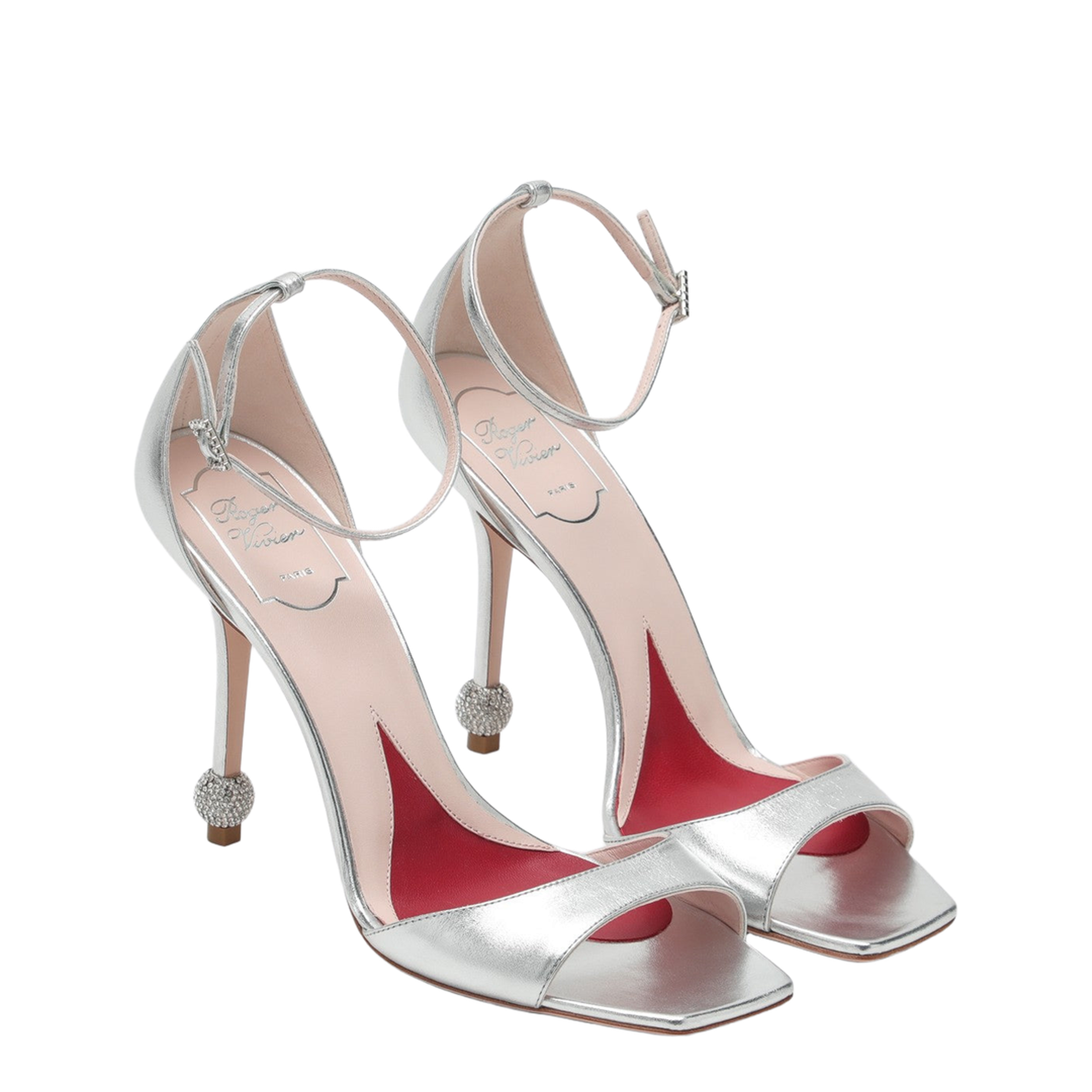 Silver Sandal with Jewelled Heel - Image 2
