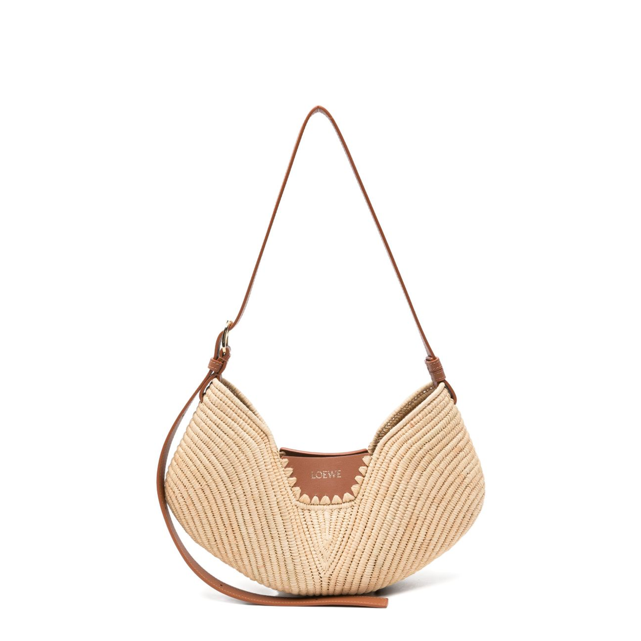 Swing Medium Raffia Calfskin Shoulder Bag - Natural/Tan - Image 1