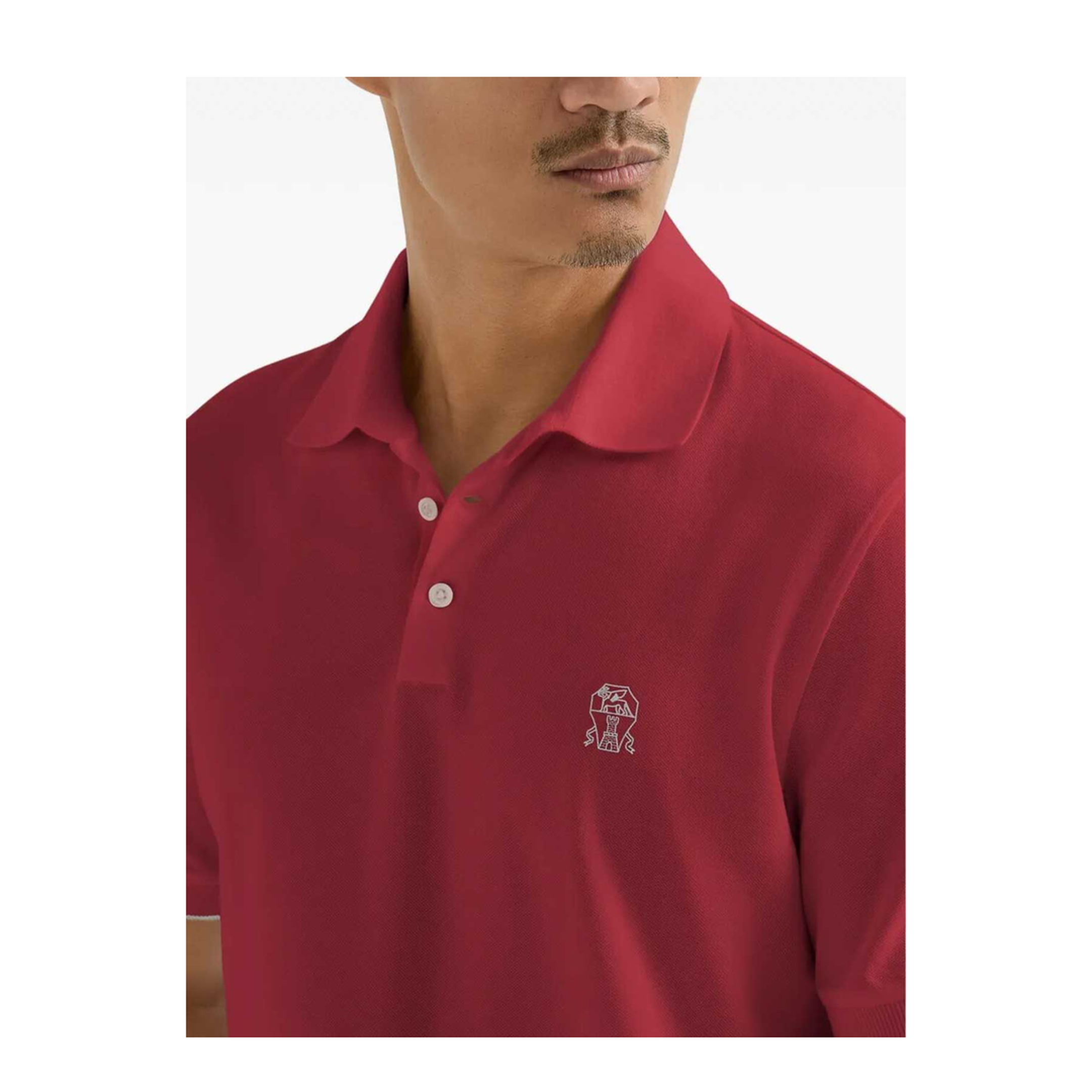 Logo Cotton Polo Shirt Burgundy - Image 5