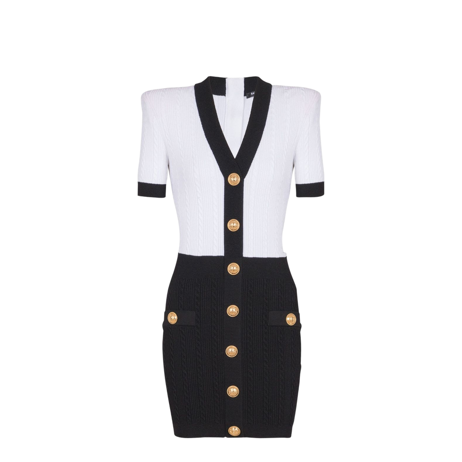 Two-tone cable-knit bodycon dress - Image 1