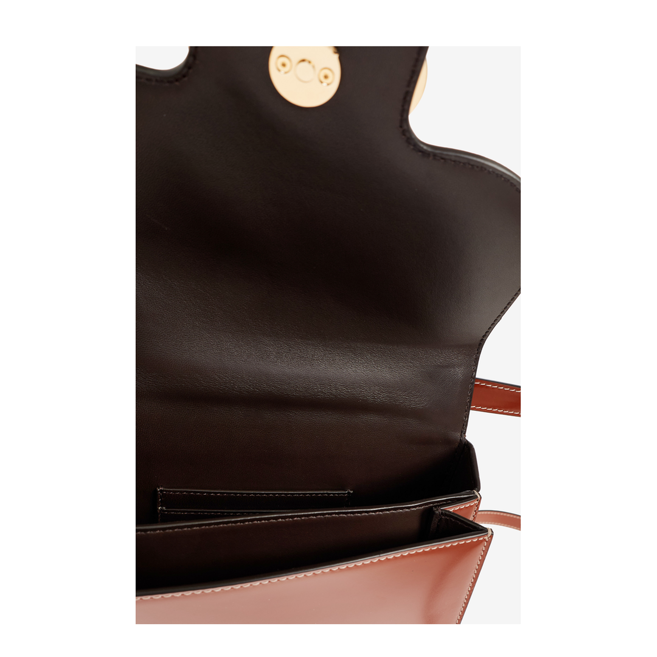 Double Gancini Hammered Calfskin Crossbody - Dark Cognac - Image 5